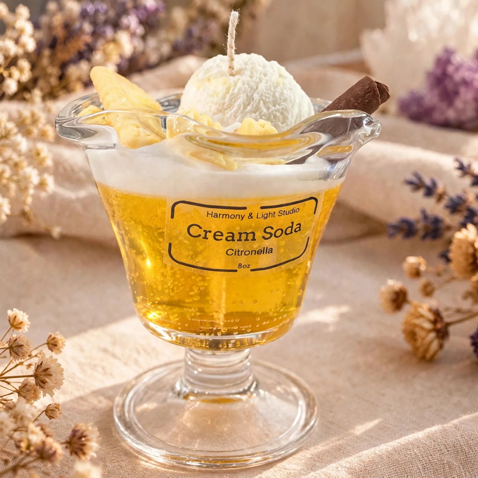 Ice Cream Scented Soy Candle: Citronella & Mint Mojito — close-up detail