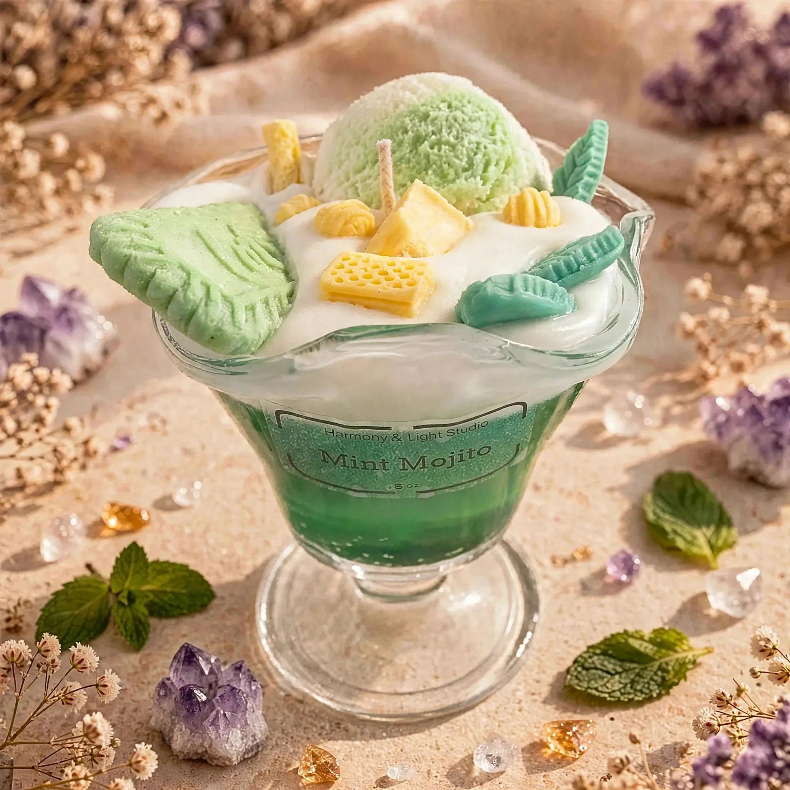 Tropical Ice Cream Scented Candle: Soy Wax Summer Decor — close-up detail
