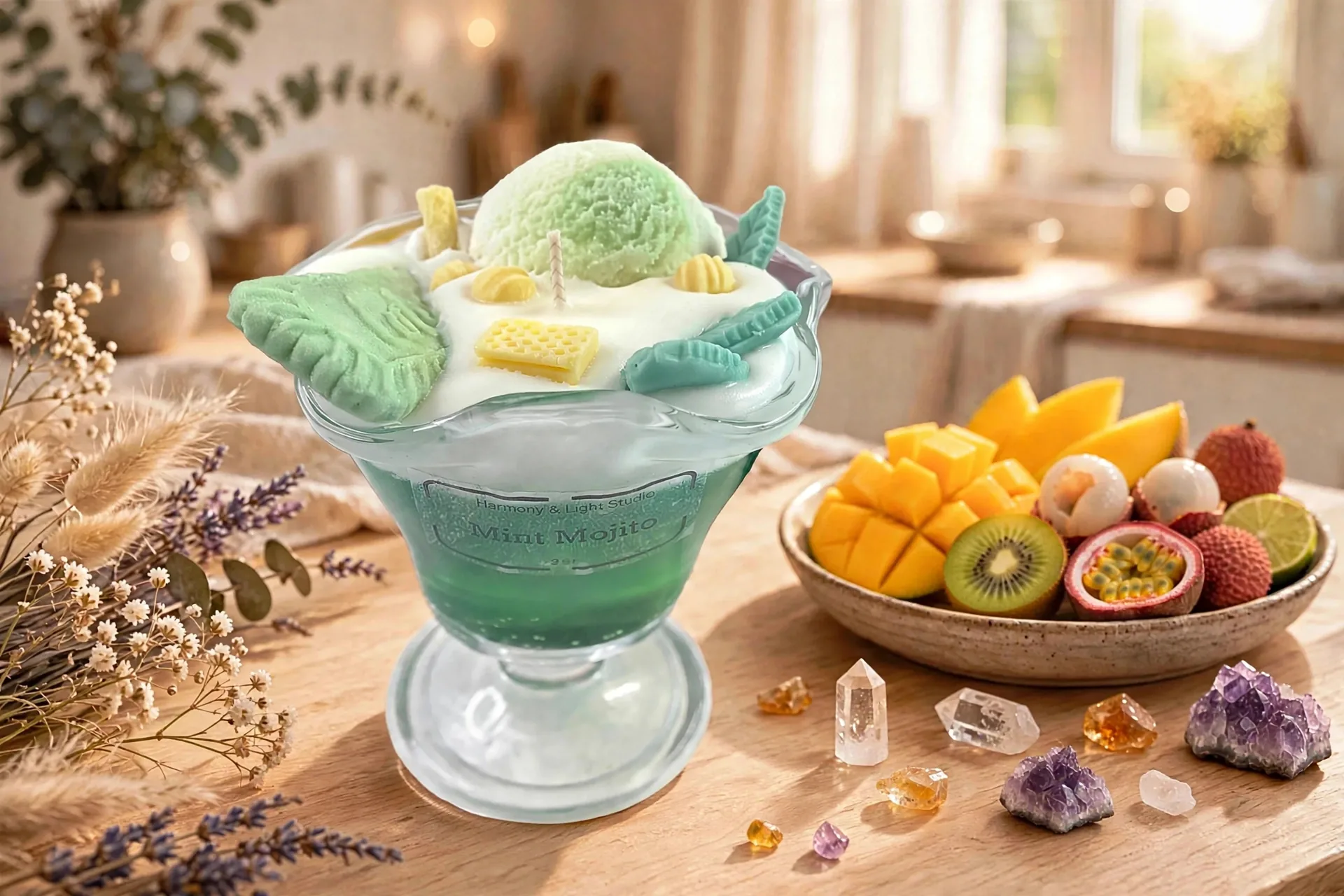 Tropical Ice Cream Scented Candle: Soy Wax Summer Decor — lifestyle photo