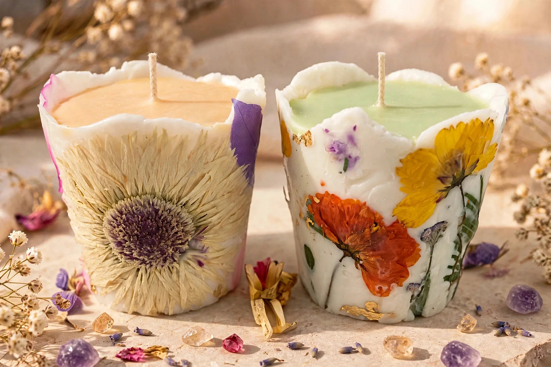 Boho Garden Scented Candle: Pressed Flowers — close-up detail