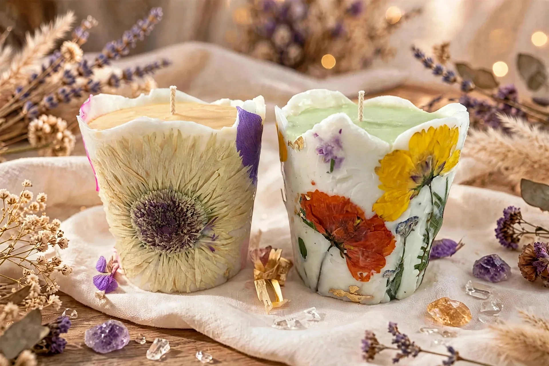 Boho Garden Scented Candle: Pressed Flowers, Coconut Soy Wax