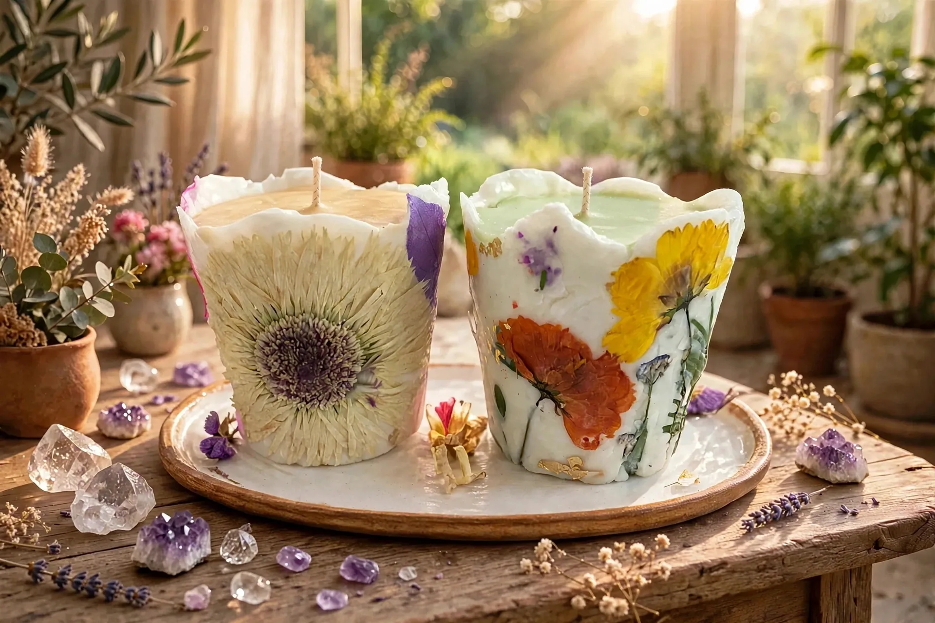 Boho Garden Scented Candle: Pressed Flowers — lifestyle photo