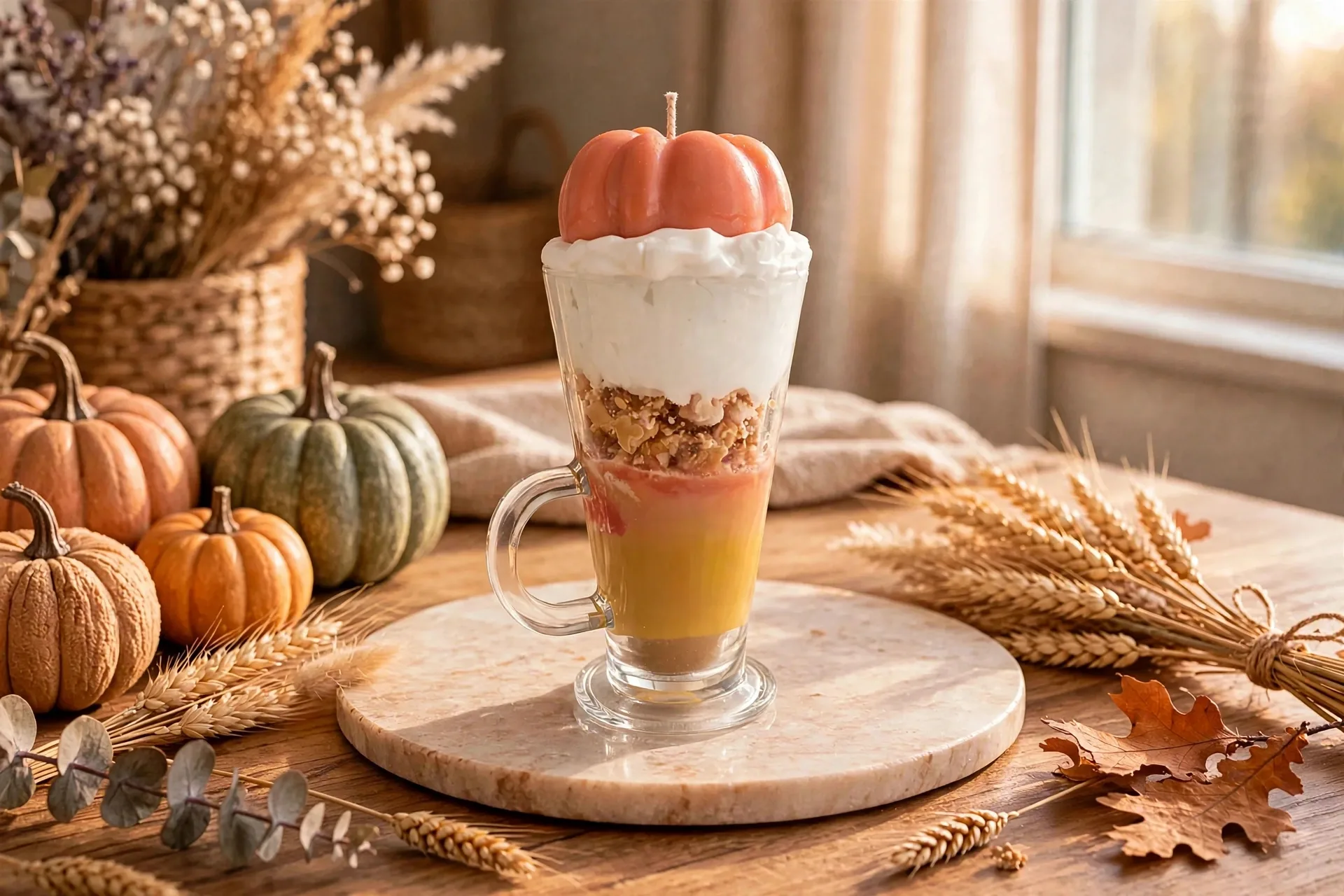 Dessert Layered Pumpkin Spice Candle — lifestyle photo