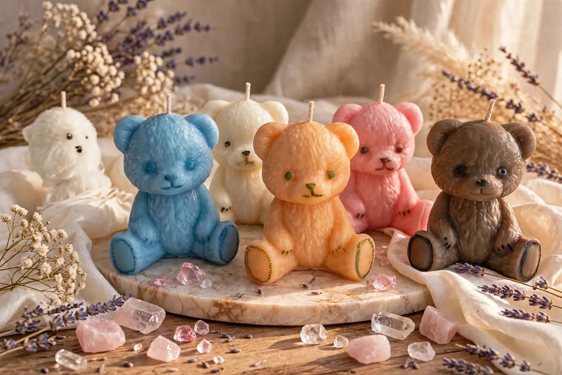 Teddy Bear Candle — styled home decor scene