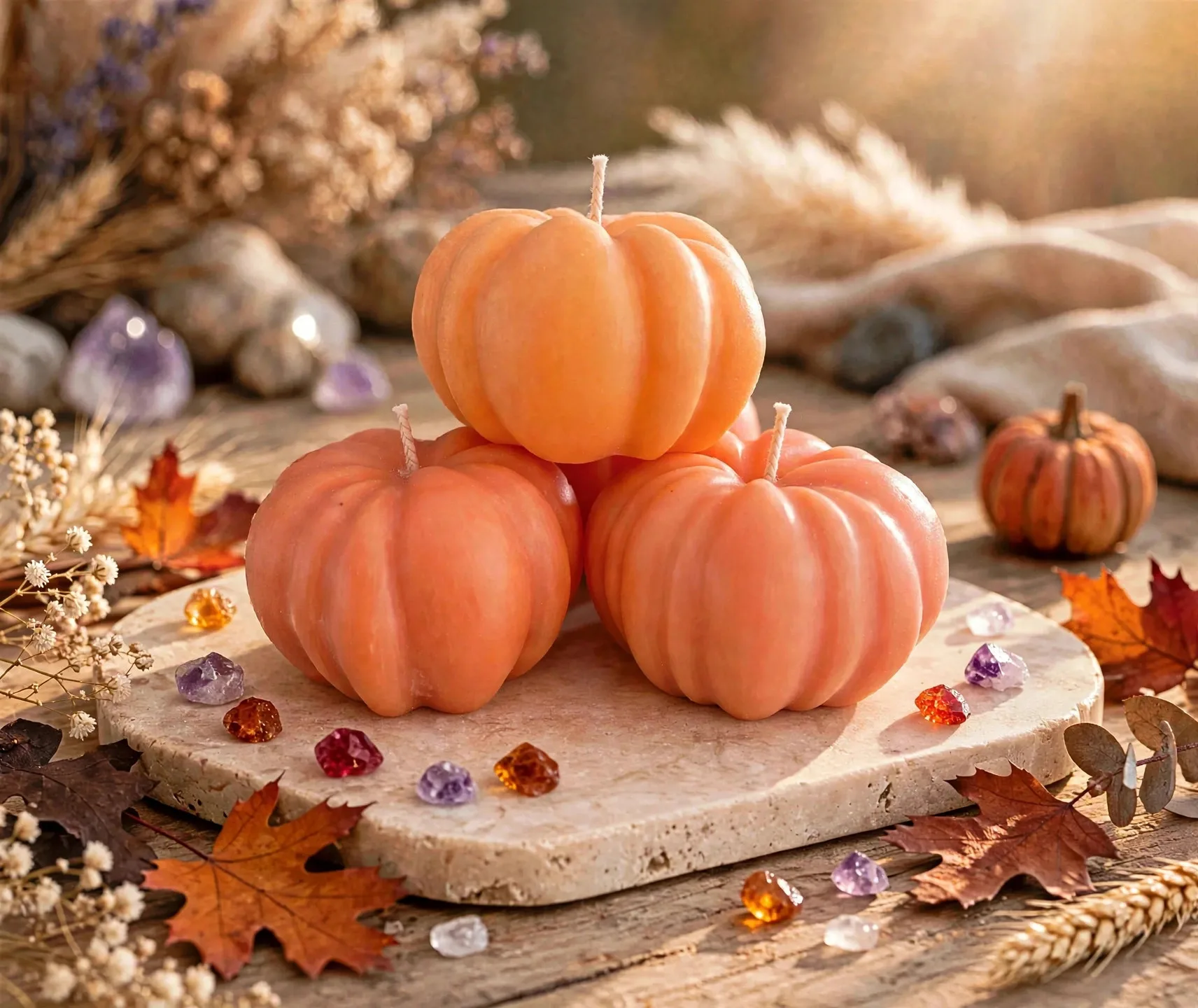 Scented Pumpkin Spice Candle — styled home decor scene