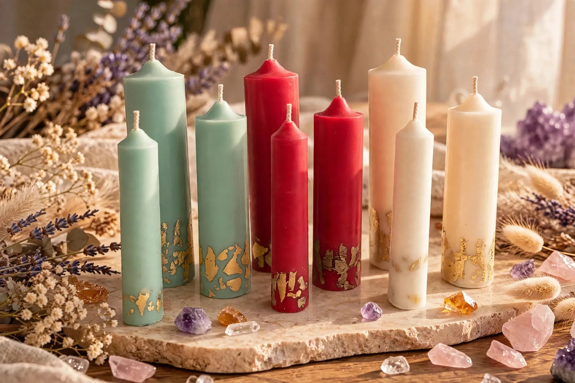 Gold Leaf Coconut Soy Pillar Candle