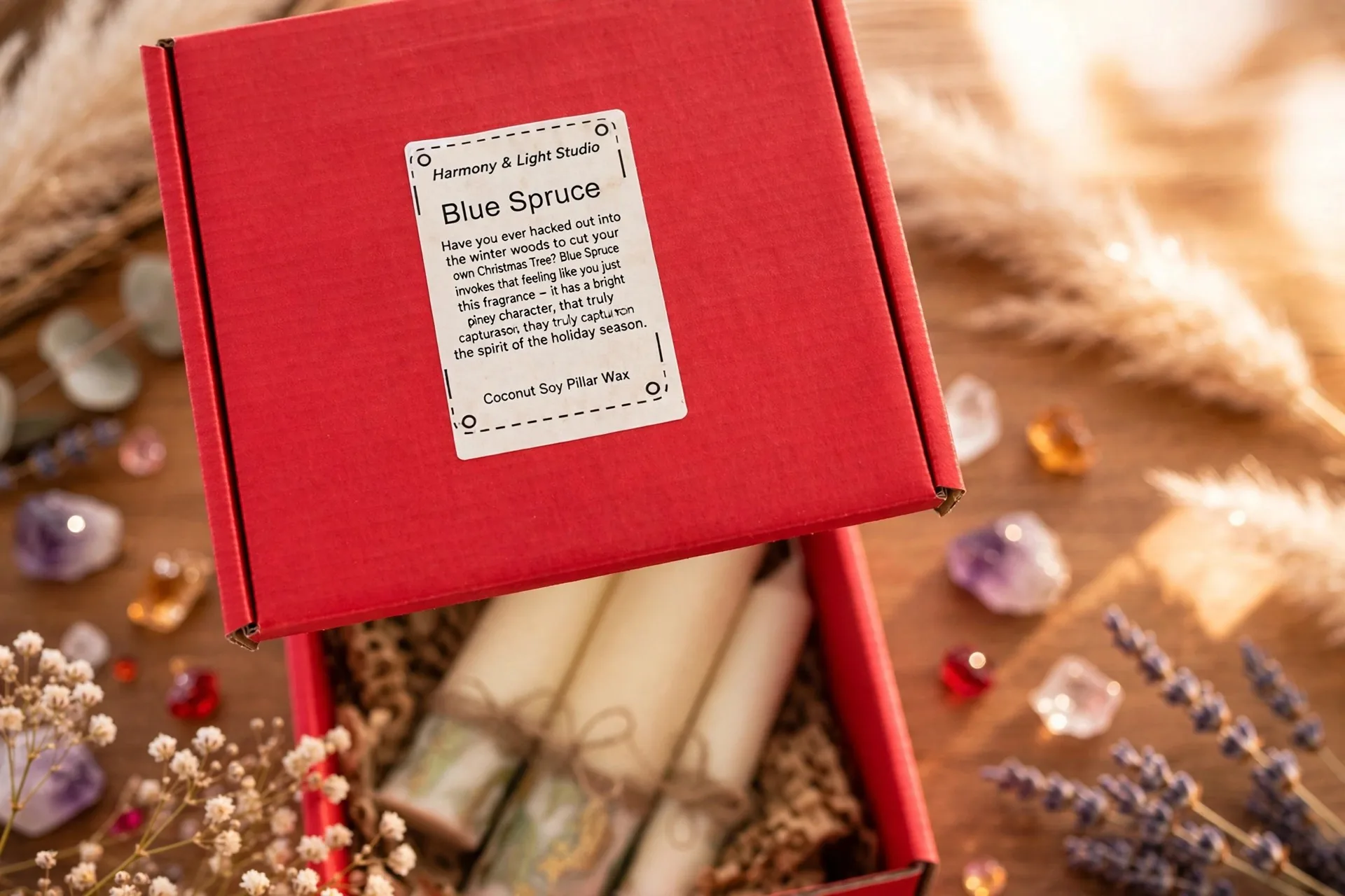 Christmas Pillar Candle Set — close-up detail