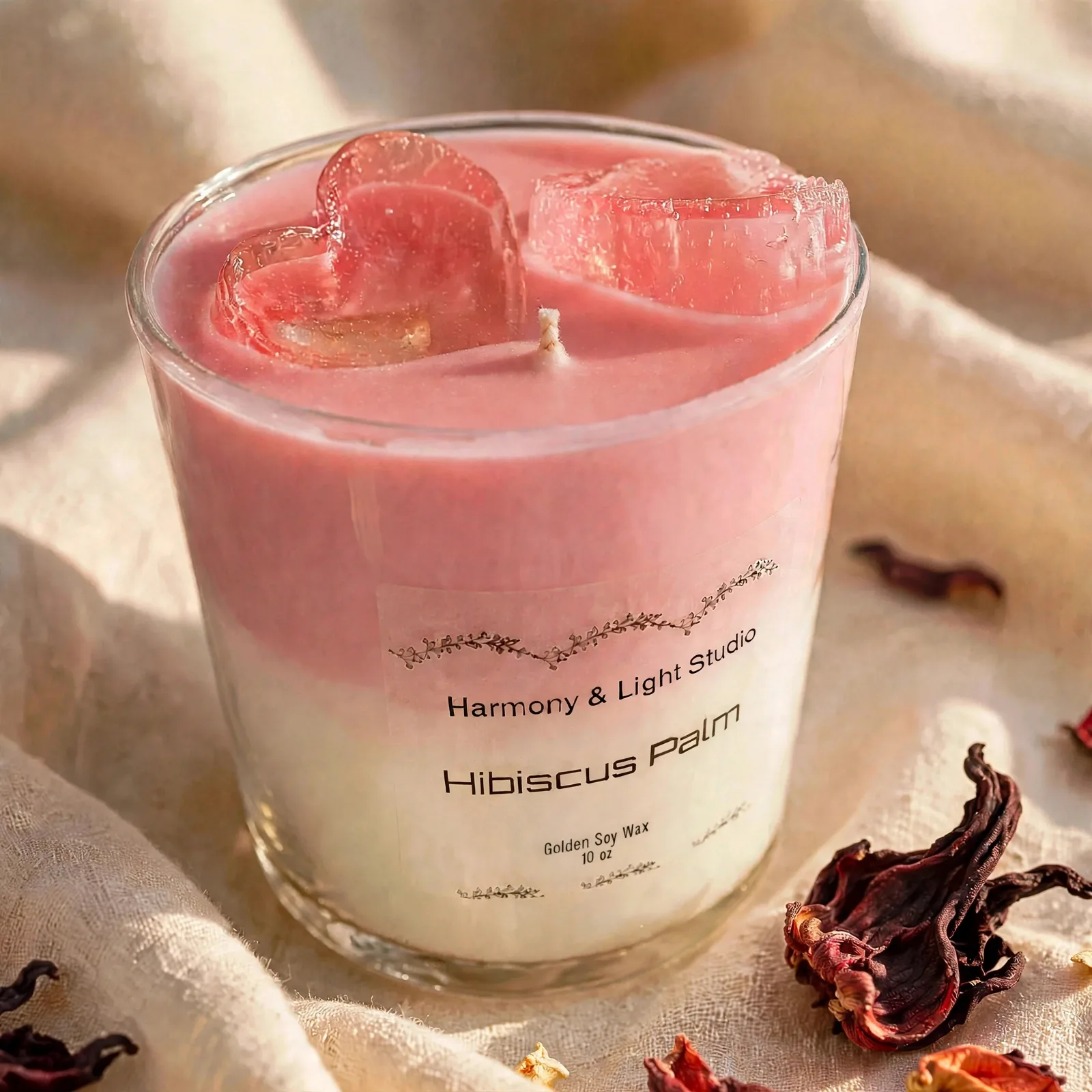 Iced Hearts Latte Candle — close-up detail