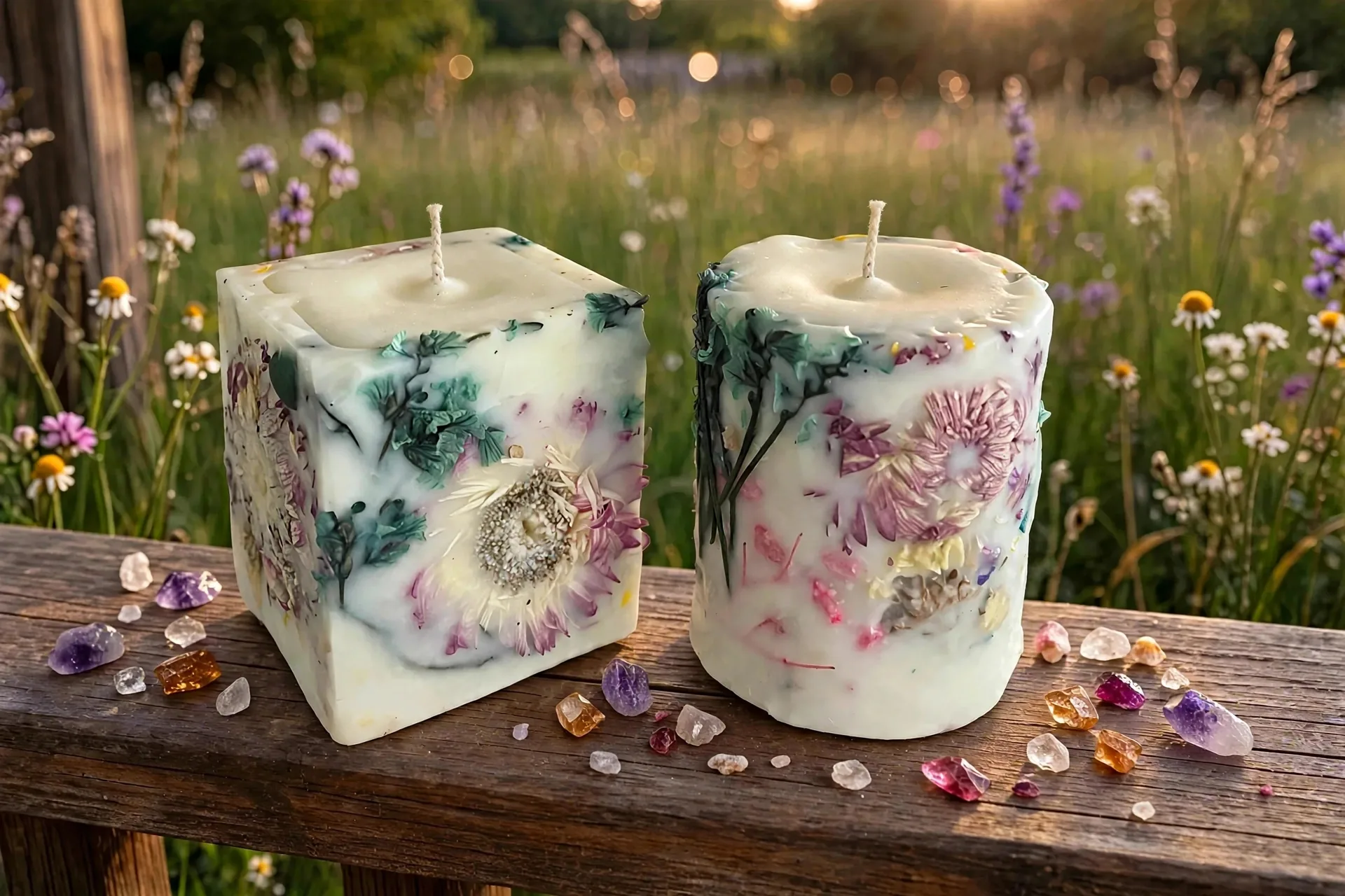 Botanical Soy Pillar Candles — lifestyle photo