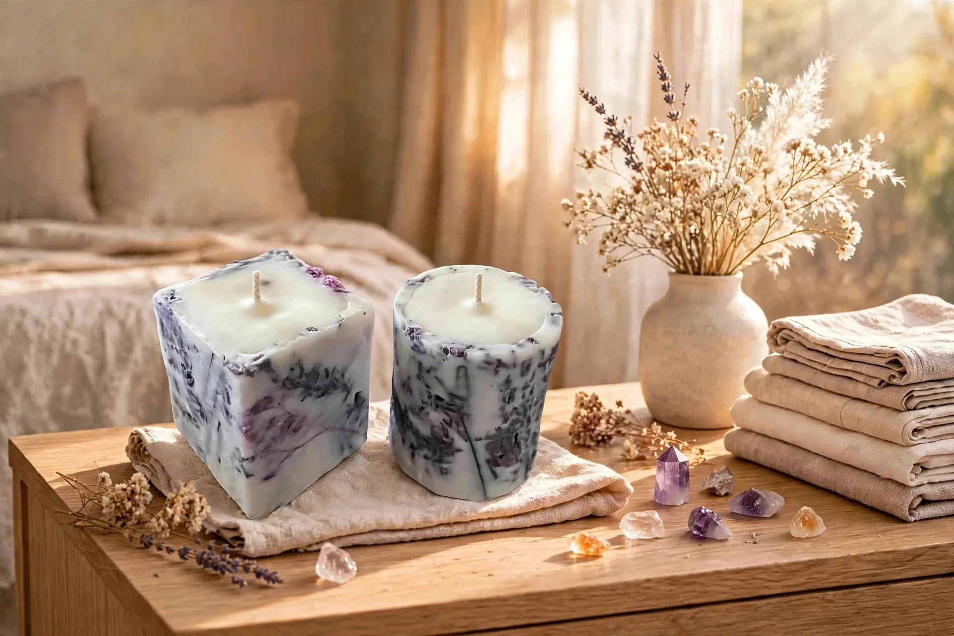 Botanical Pillar Candle: Dried Flowers — lifestyle photo