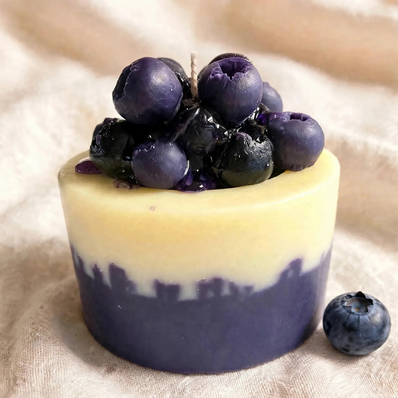Blueberry Cupcake Pillar Candle: Lemon Crumble Scented — close-up detail