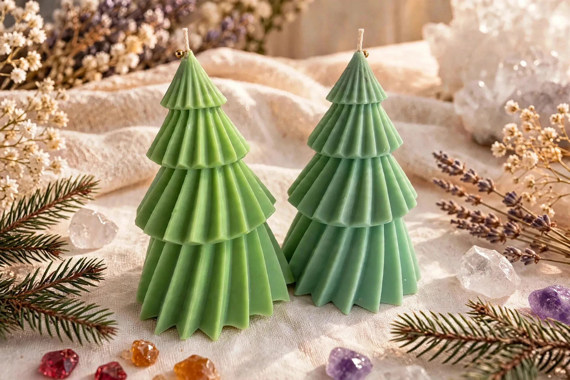 Blue Spruce Christmas Tree Candle: Coconut Soy Wax — close-up detail