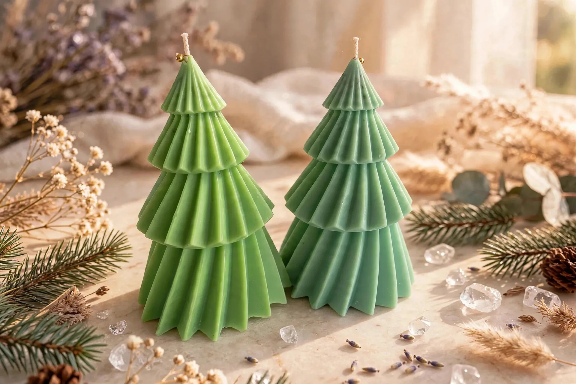Blue Spruce Christmas Tree Candle: Coconut Soy Wax Holiday Decor