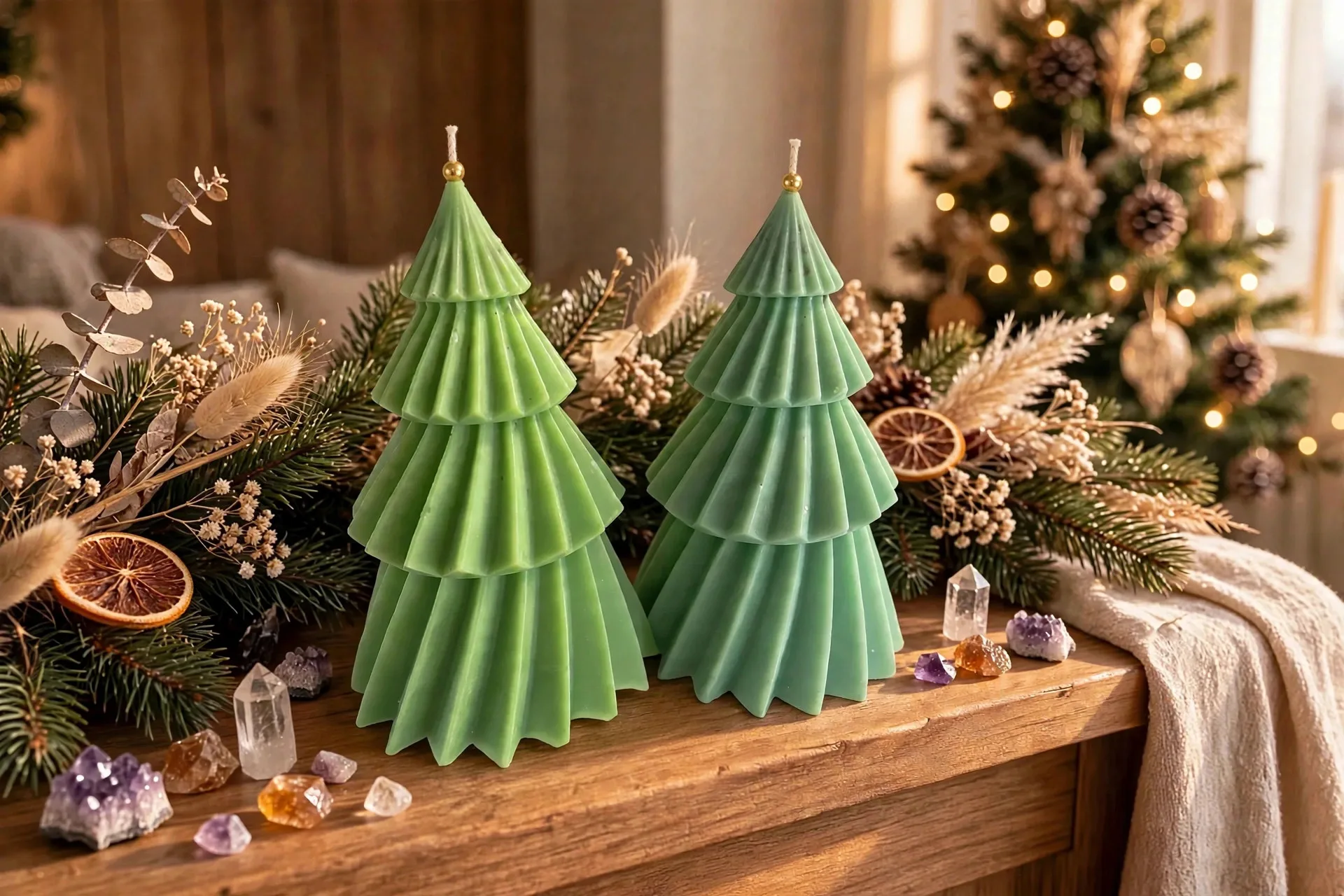 Blue Spruce Christmas Tree Candle: Coconut Soy Wax — lifestyle photo