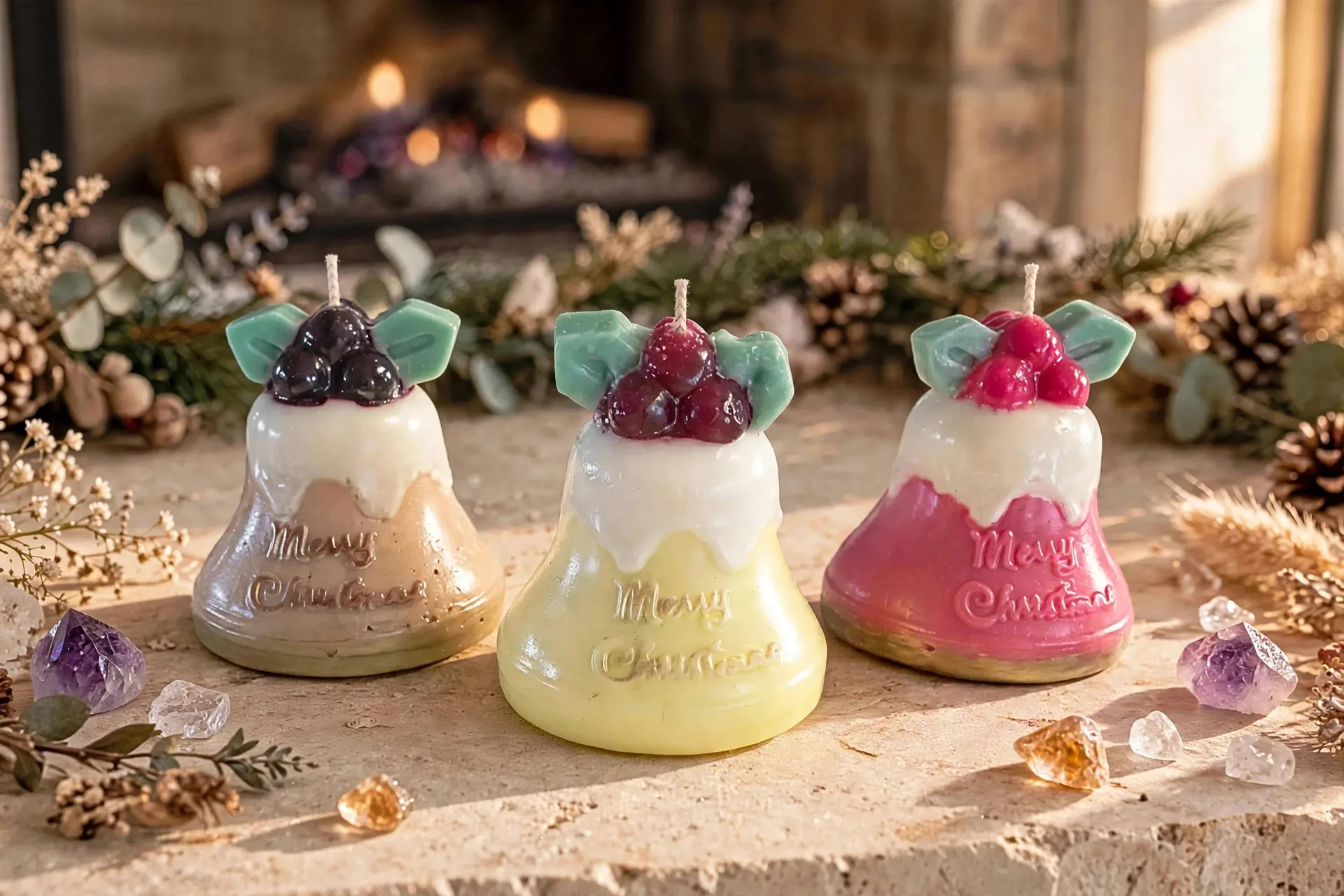Christmas Bell Candle: Snickerdoodle Scented Coconut — styled home decor scene