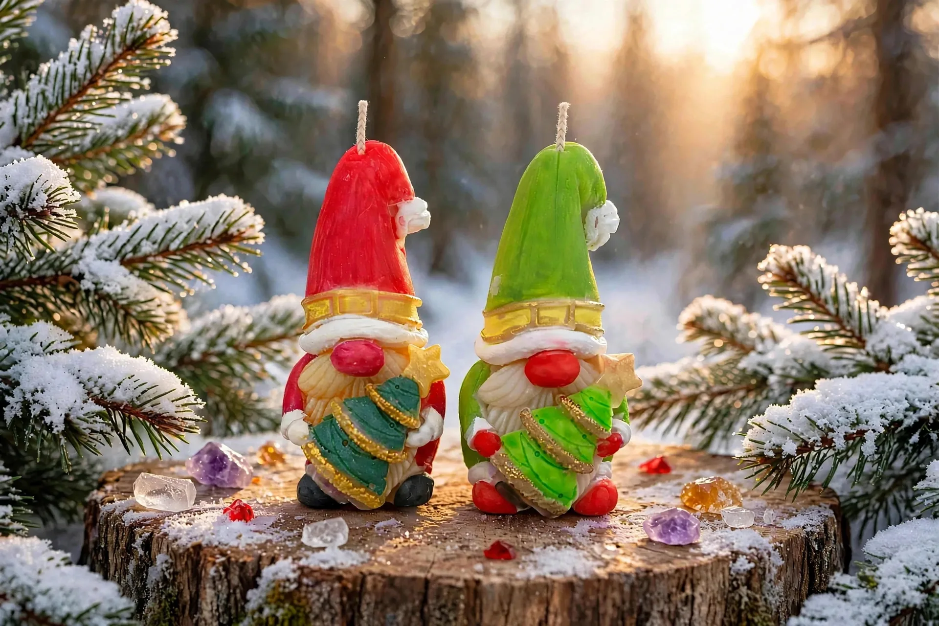 Christmas Gnome Candle: Snickerdoodle Coffee Scented — lifestyle photo