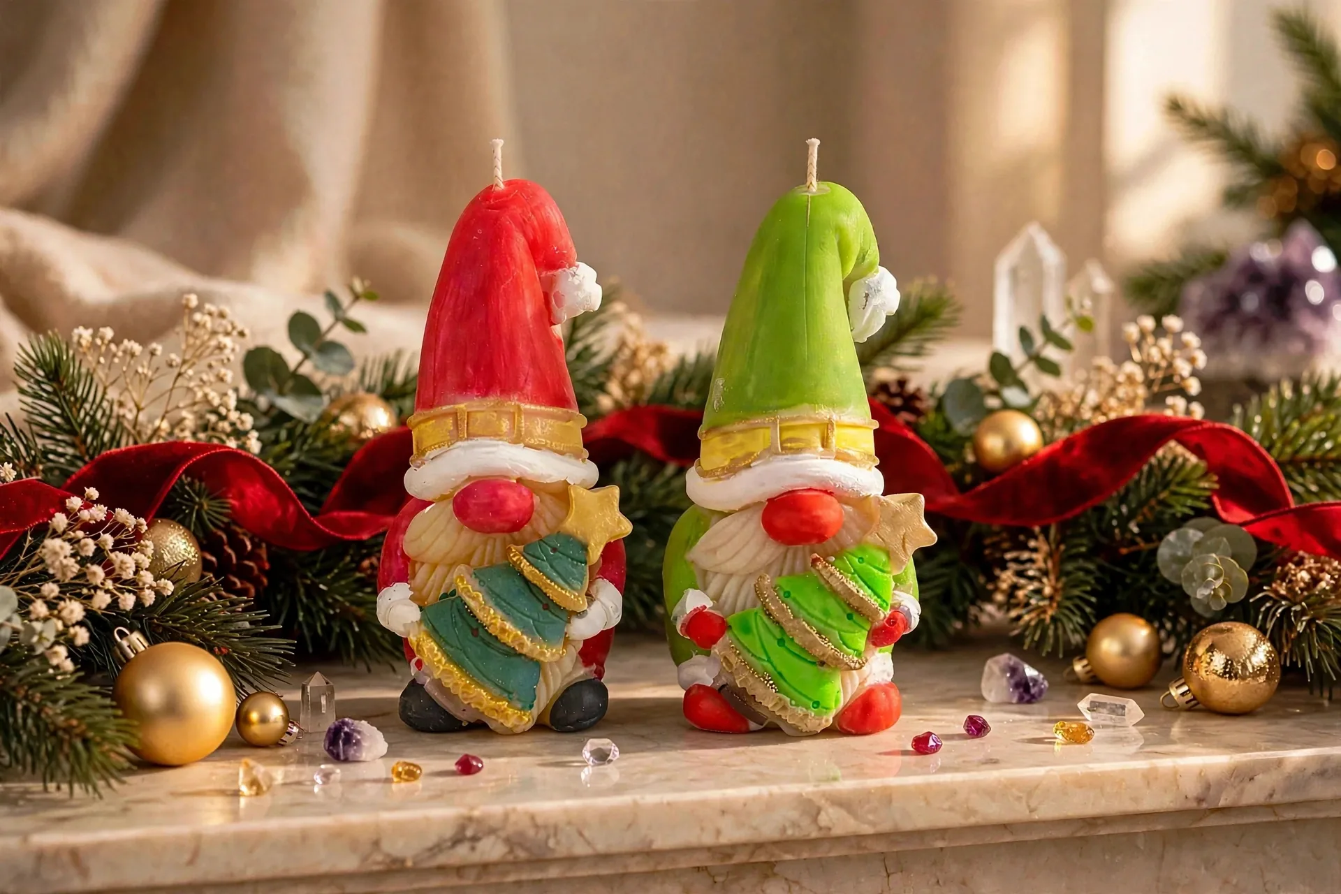 Christmas Gnome Candle: Snickerdoodle Coffee Scented — styled home decor scene