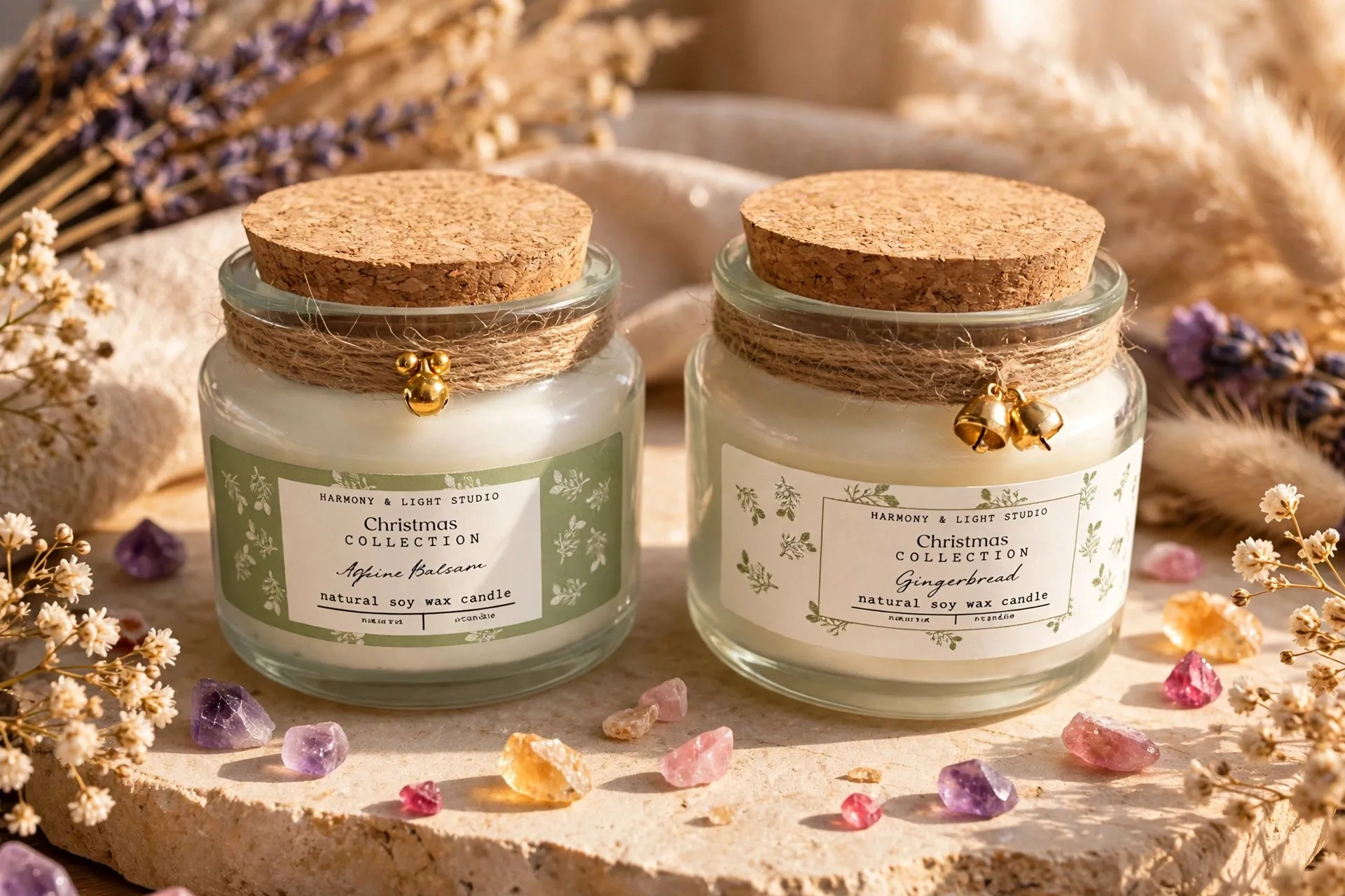 Christmas Candle Gift Set: Alpine Balsam & Gingerbread — close-up detail