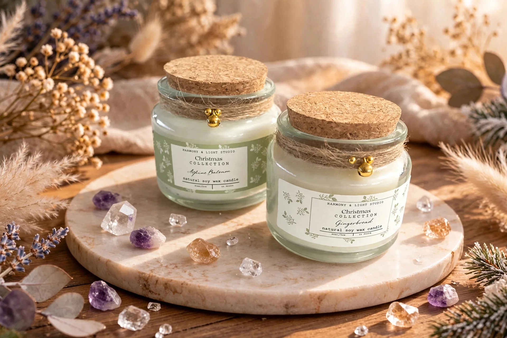 Christmas Candle Gift Set: Alpine Balsam & Gingerbread Scented Soy Wax
