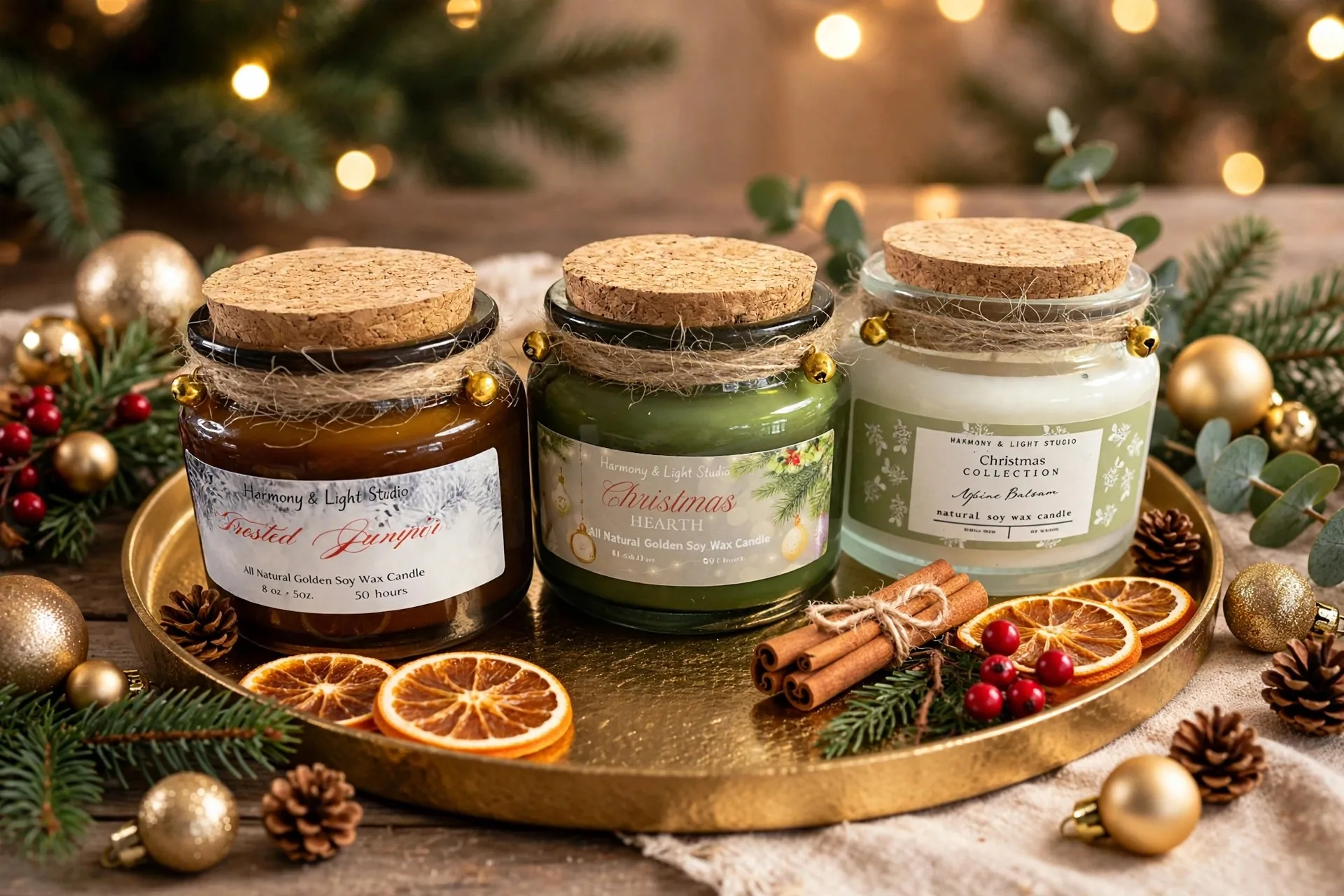 Christmas Candle Trio - Festive Gift for everyone — styled home decor scene
