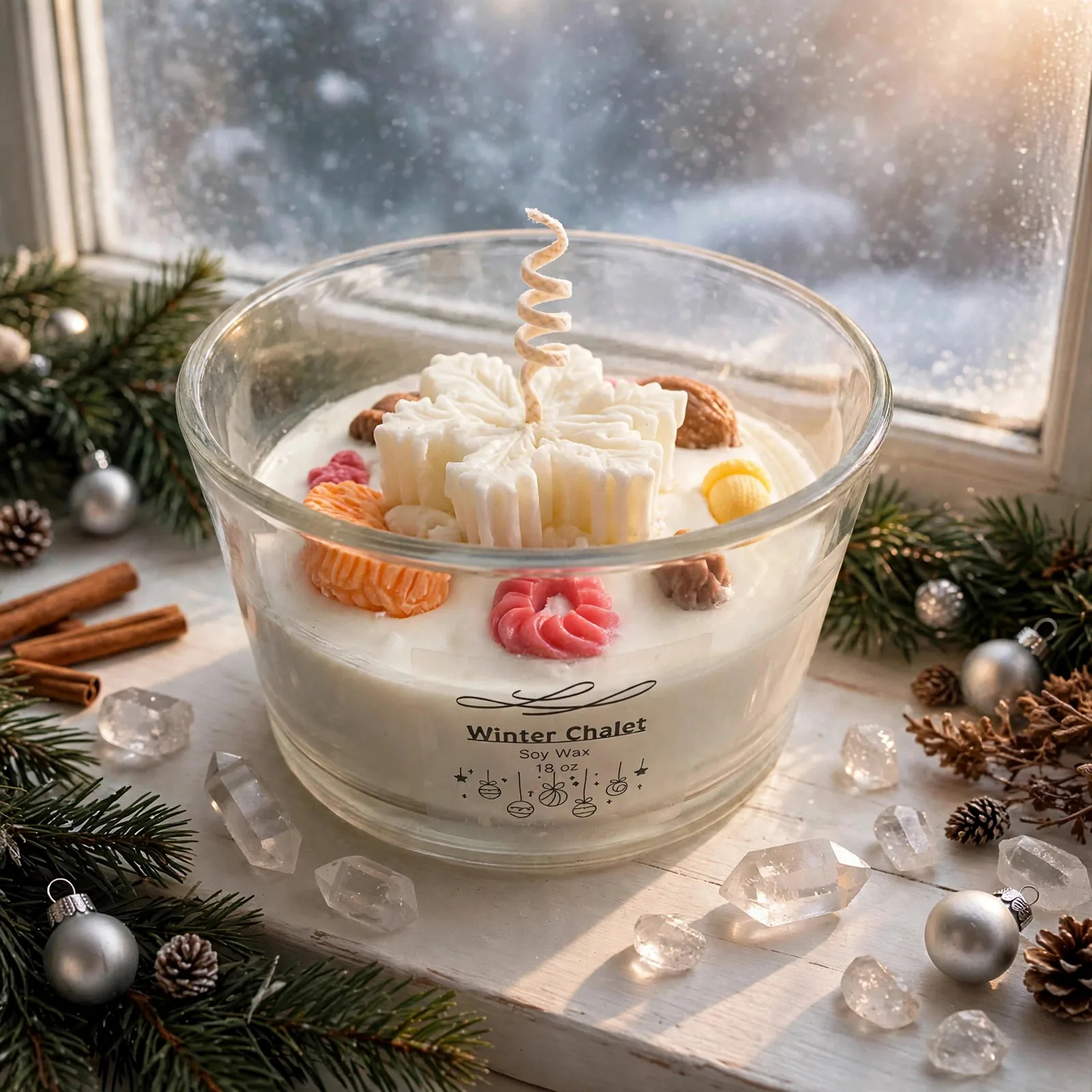 Big Three Wick Christmas Candle 18 oz - gift for cozy — styled home decor scene