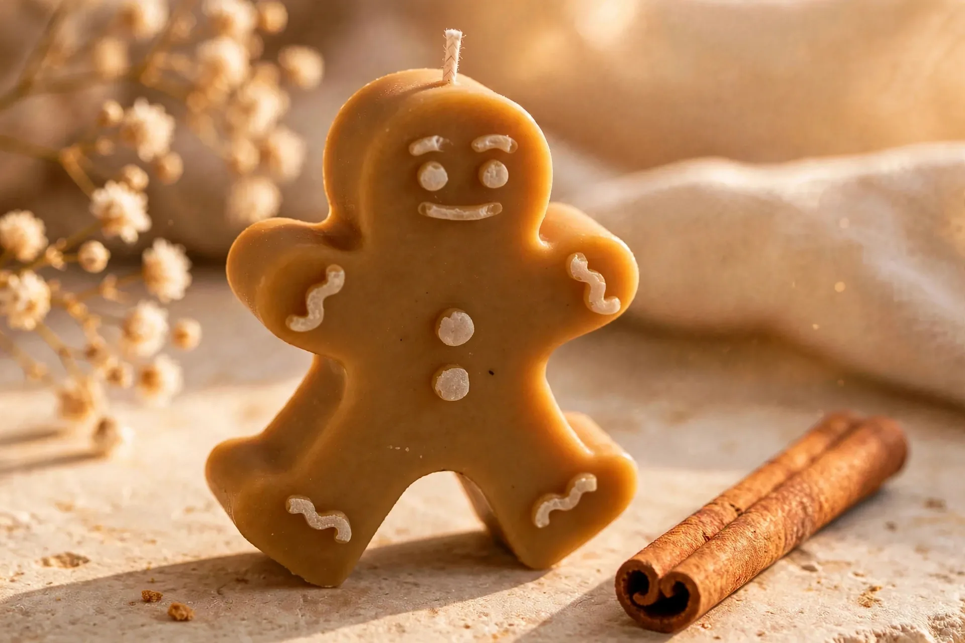 Vanilla Eggnog Gingerbread Candle - Cozy Holiday — close-up detail
