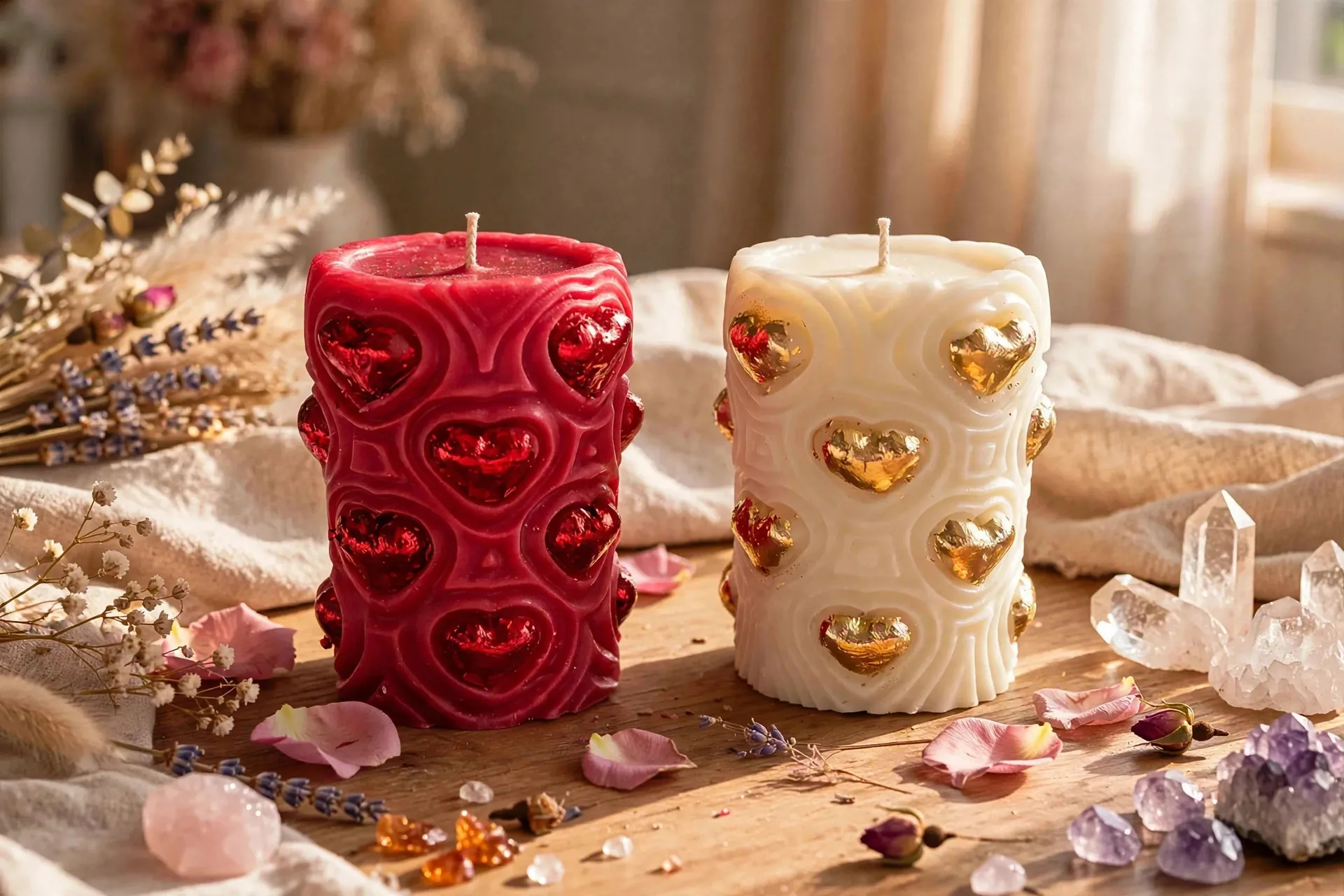 Heart Pillar Candle — lifestyle photo