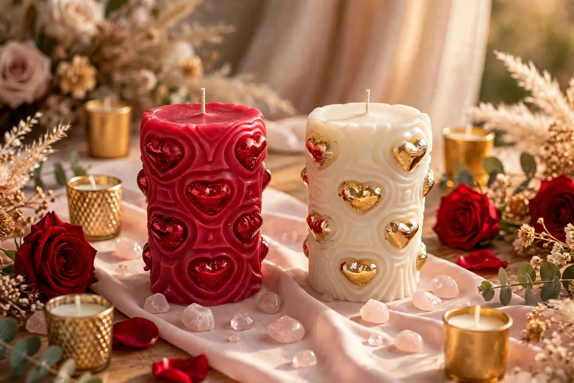 Heart Pillar Candle — styled home decor scene