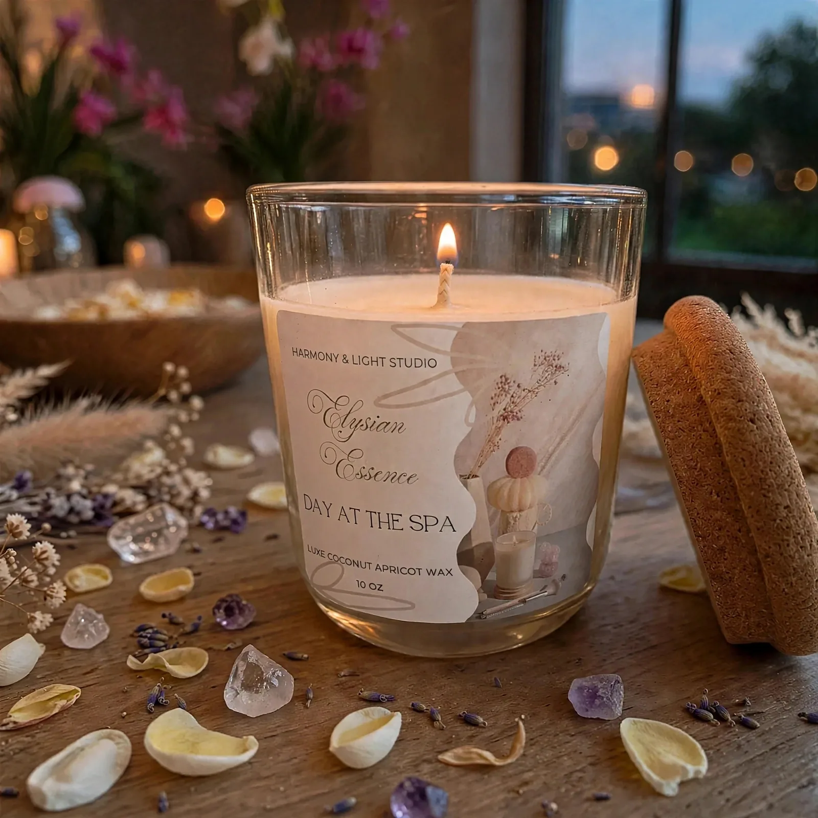 Hidden Message Candle: Coconut Apricot Wax — lit with a warm flame