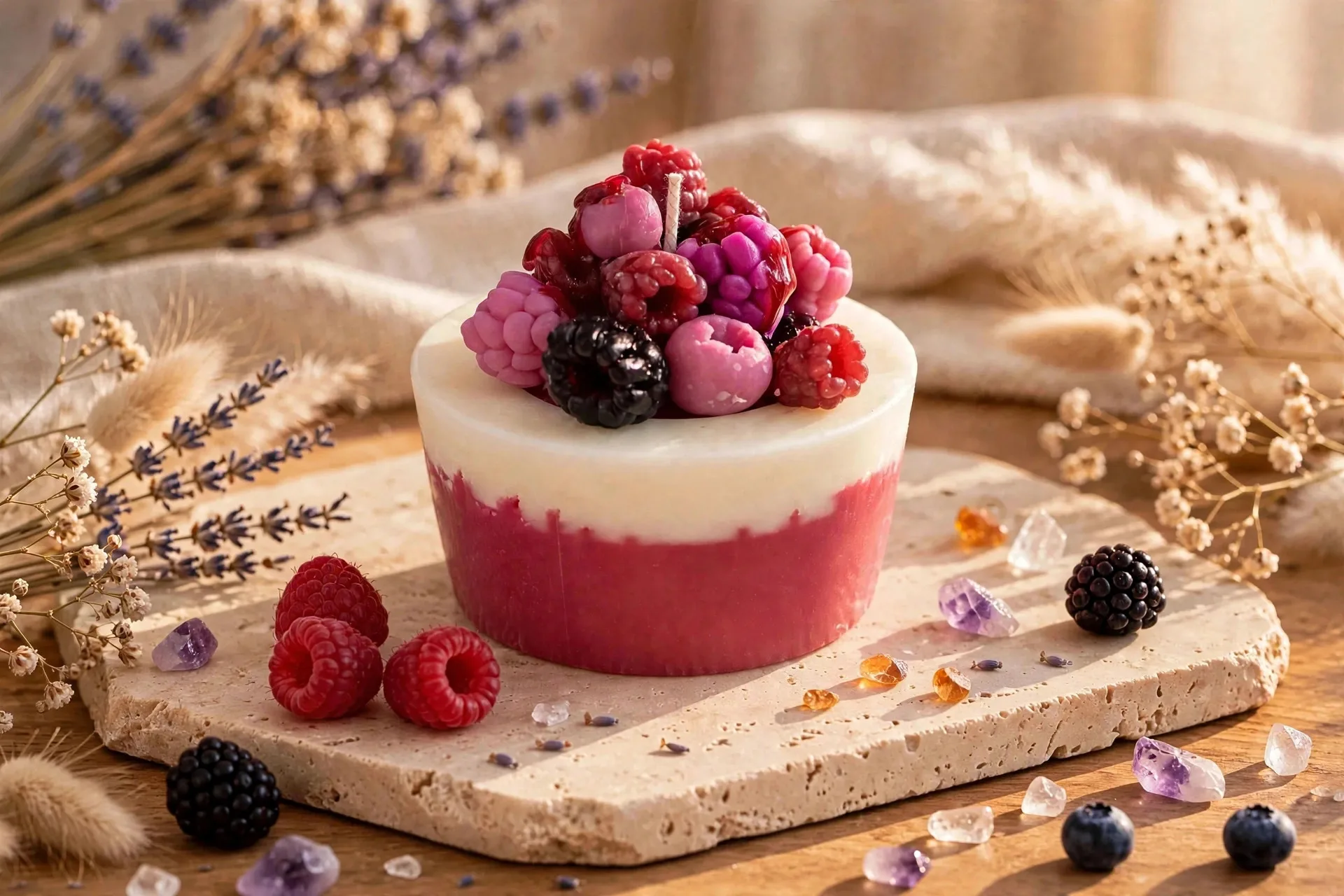 Berry Cheesecake Candle — styled home decor scene