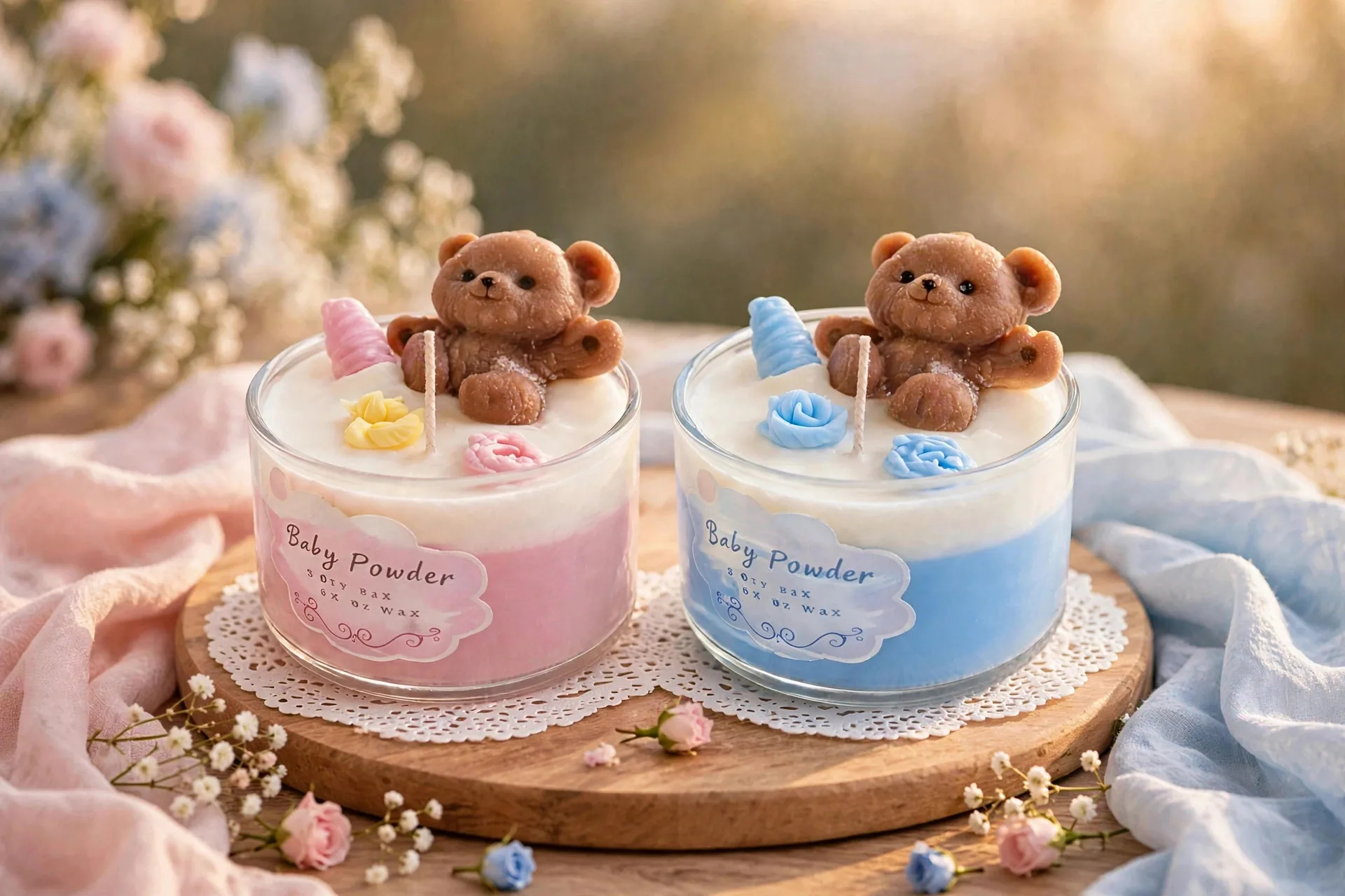 Custom Teddy Bear Soy Candle — styled home decor scene