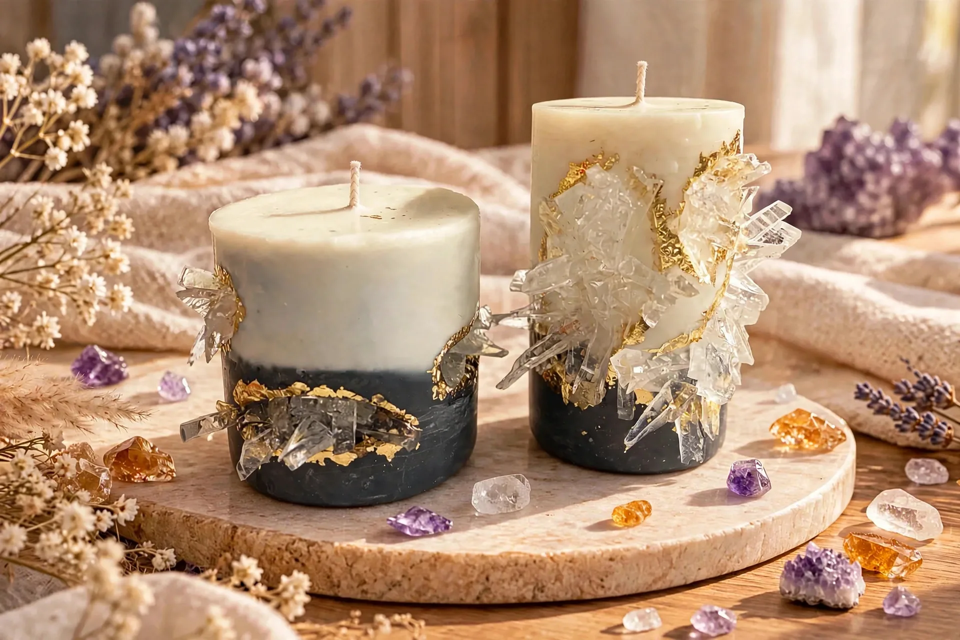 Crystal Pillar Candle Set