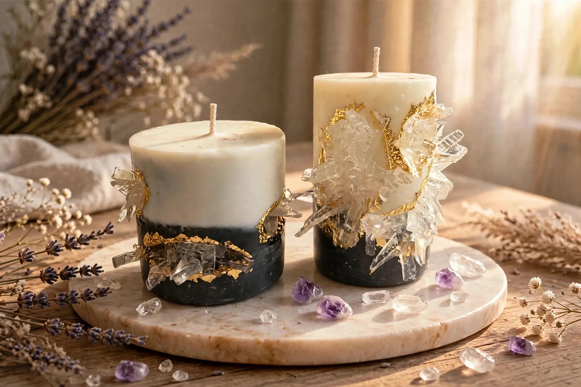 Crystal Pillar Candle Set — lifestyle photo