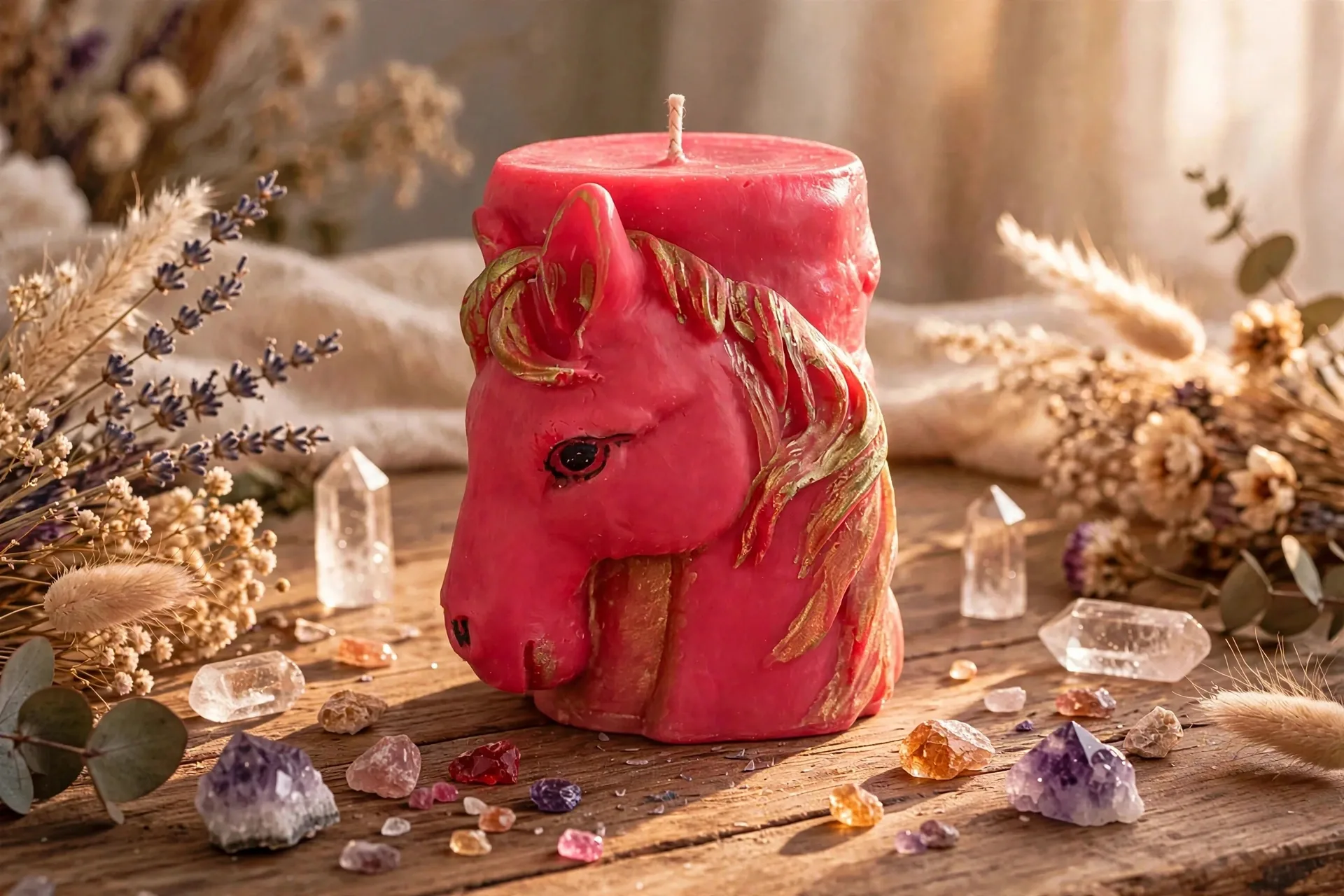 Red Fire Horse Candle, Coconut Soy Wax, Fireside Scent, Year of the Horse Decor