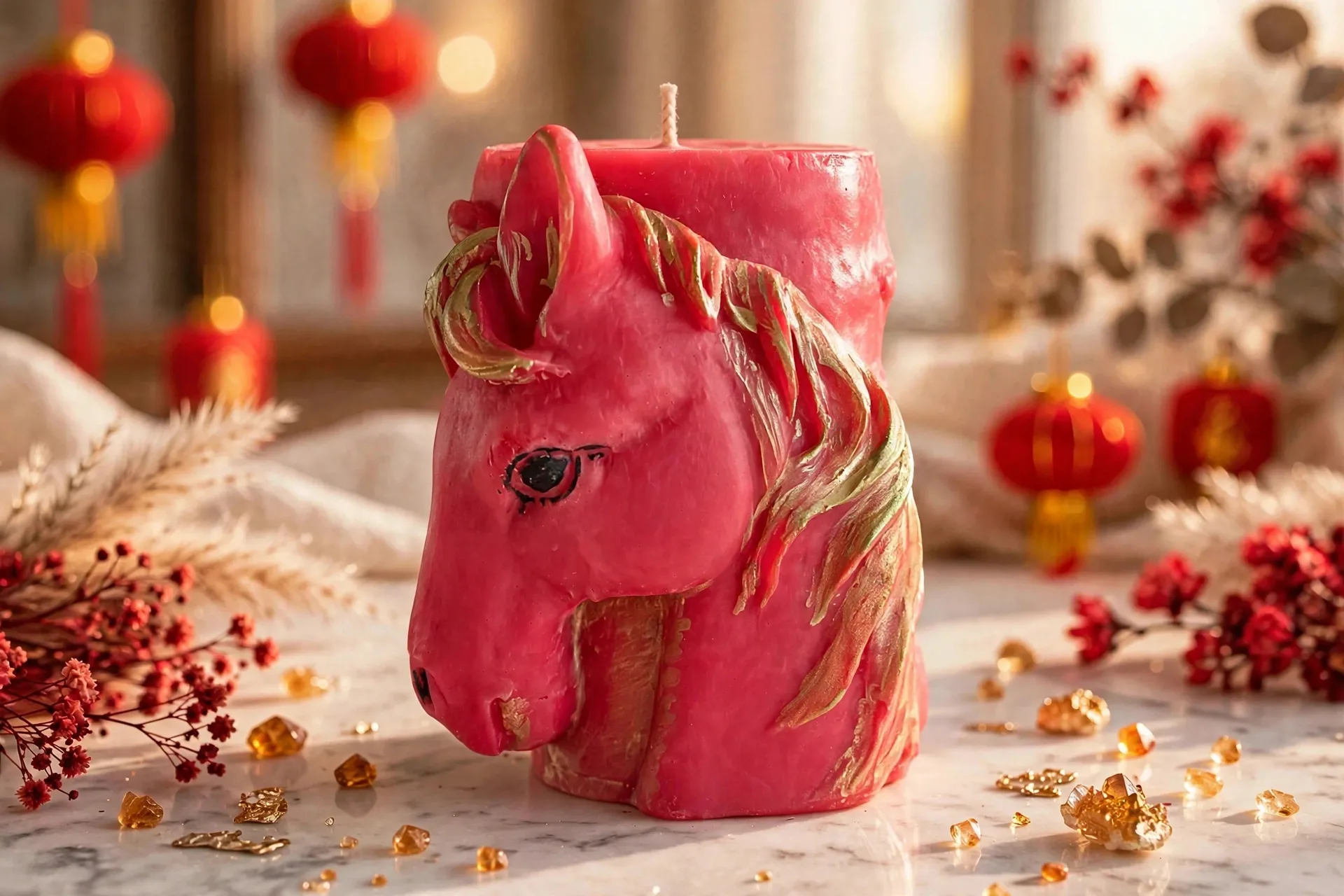 Red Fire Horse Candle — lifestyle photo