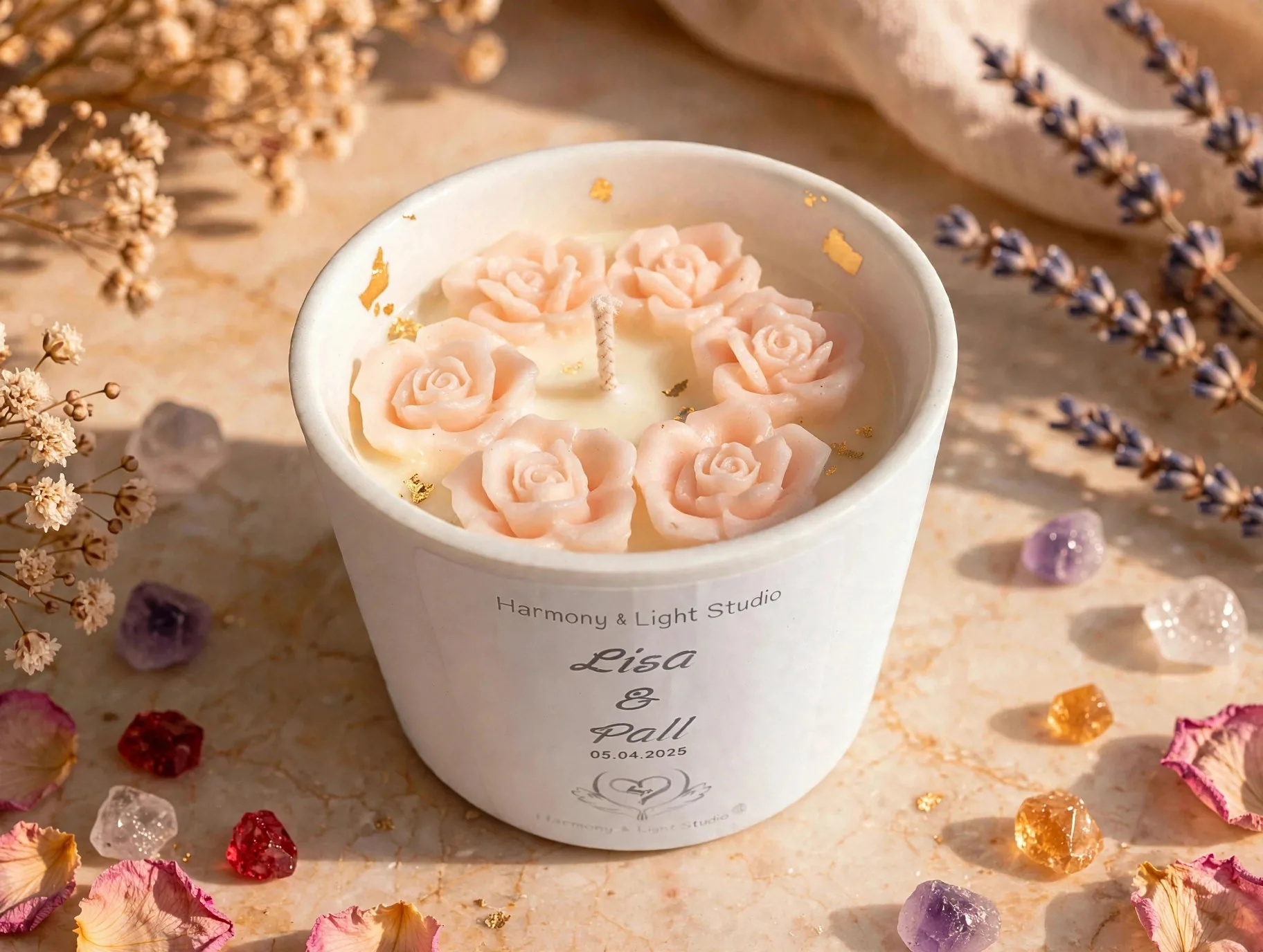 Custom Ceramic Wedding Soy Candle — close-up detail