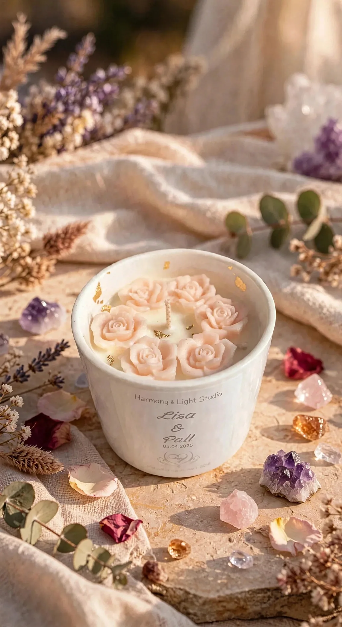 Custom Ceramic Wedding Soy Candle — lifestyle photo