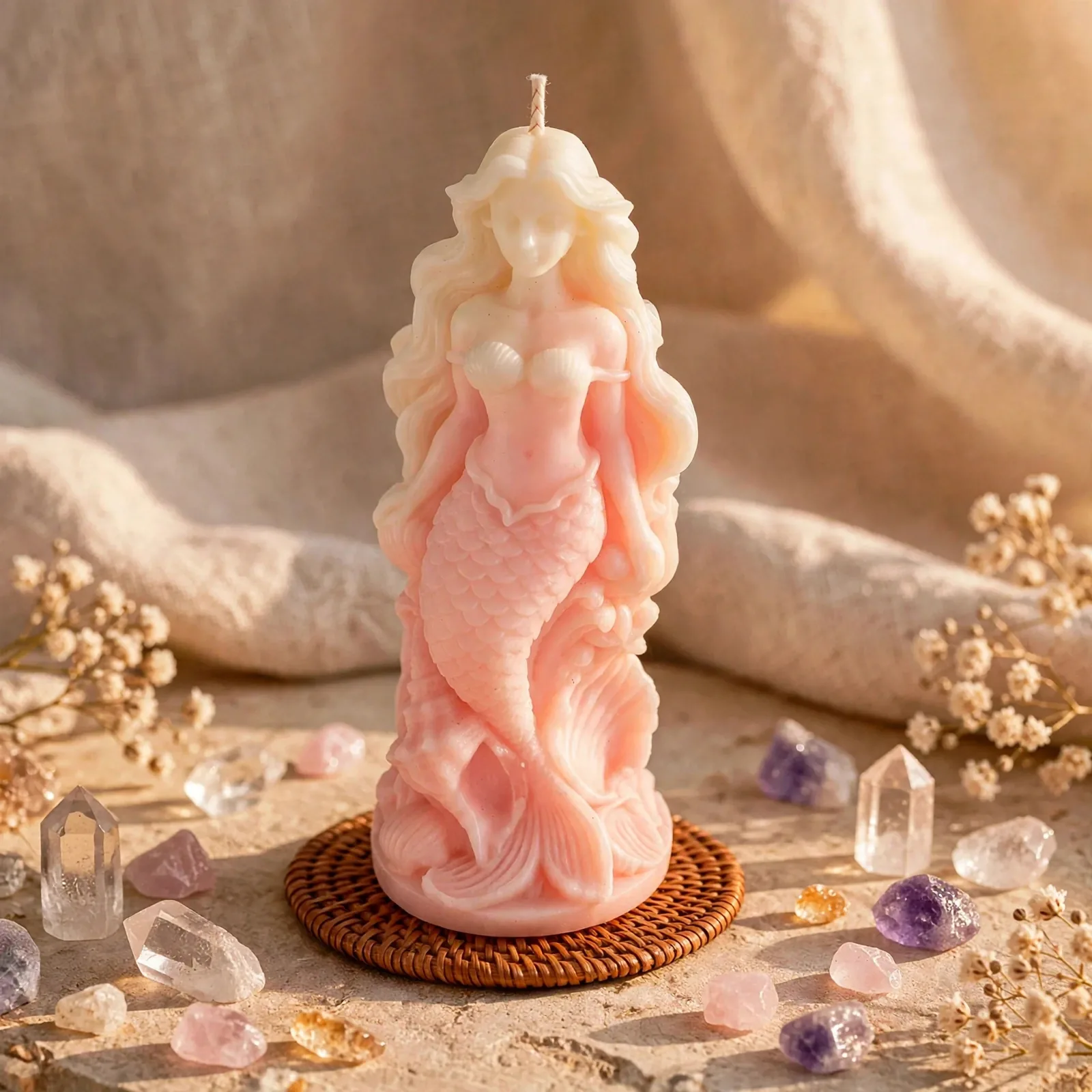 Ocean Whisper Mermaid Candle – Coconut Soy with High — close-up detail