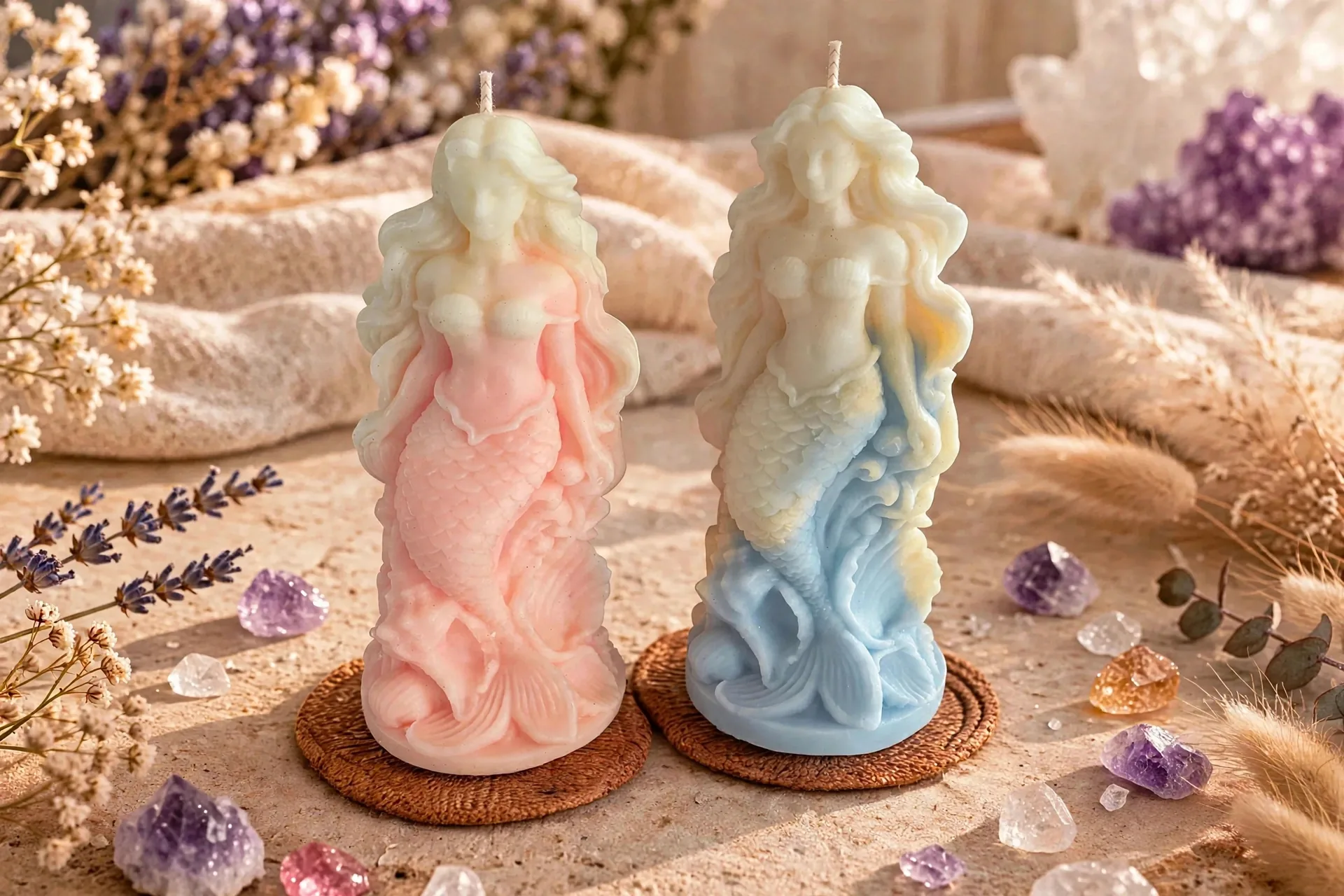 Ocean Whisper Mermaid Candle – Coconut Soy with High, handmade decorative candle