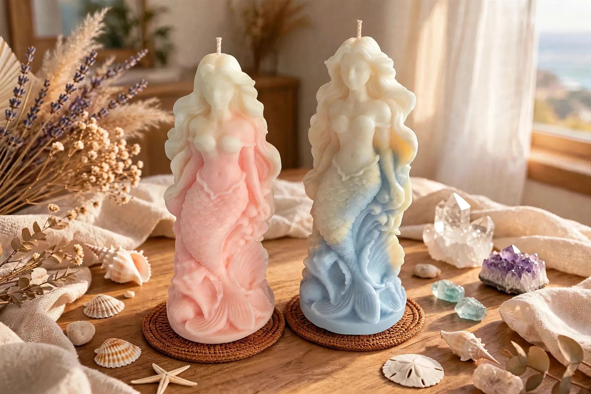 Ocean Whisper Mermaid Candle – Coconut Soy with High — lifestyle photo