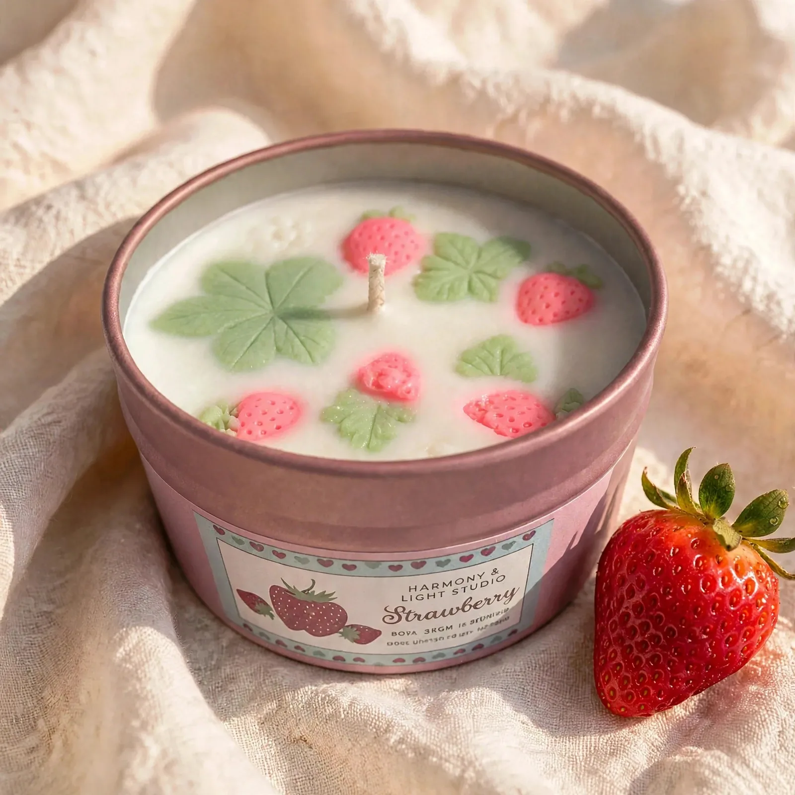 Strawberry Jam Scented Soy Wax Candle — close-up detail
