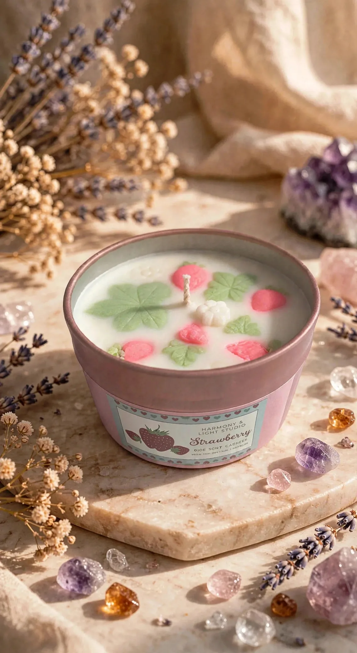 Strawberry Jam Scented Soy Wax Candle, Dessert Bakery Candle, Decorative Tin Embeds.