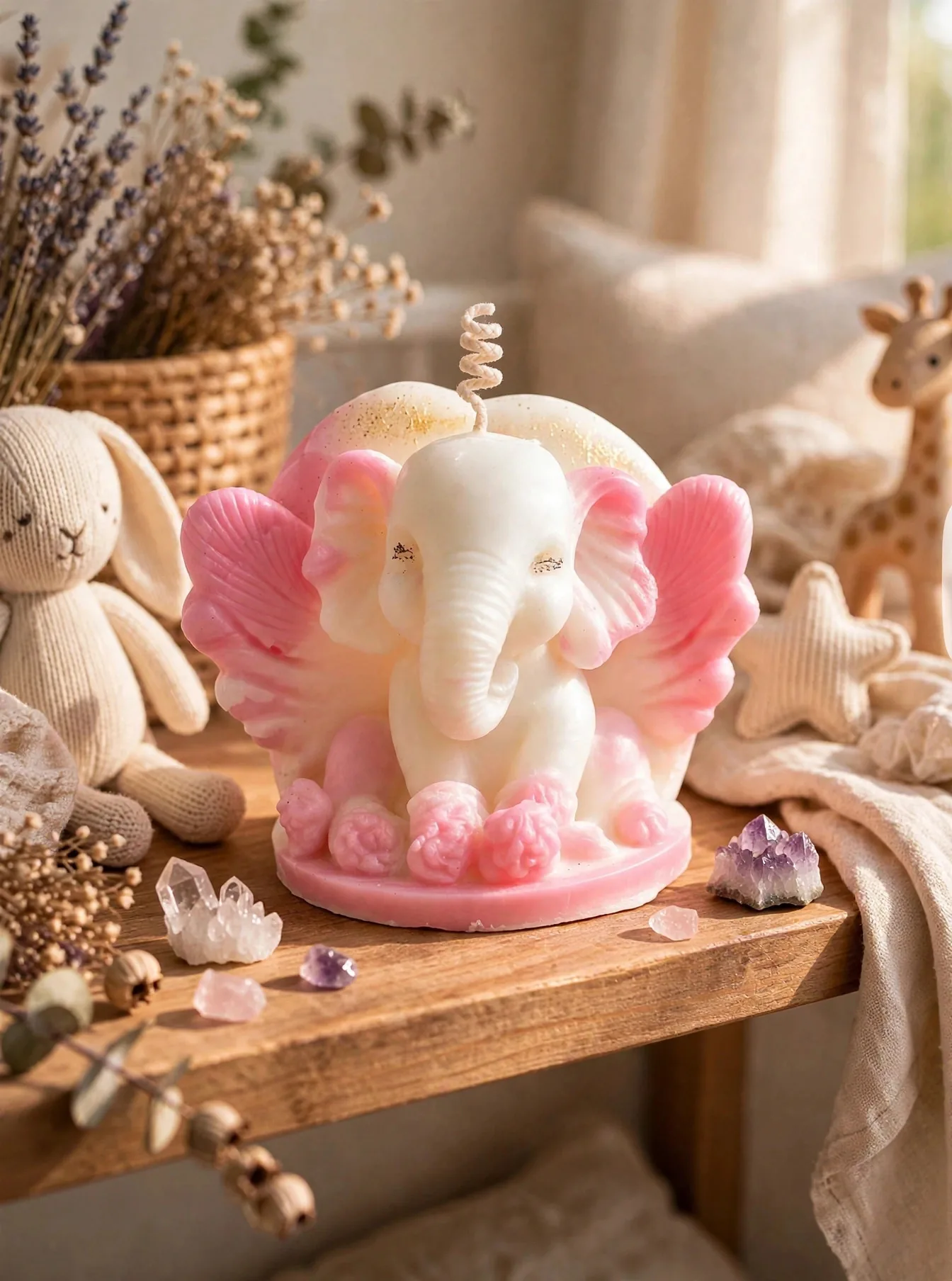 Handmade Ganesha Candle: Peach Blossom Scented — lifestyle photo