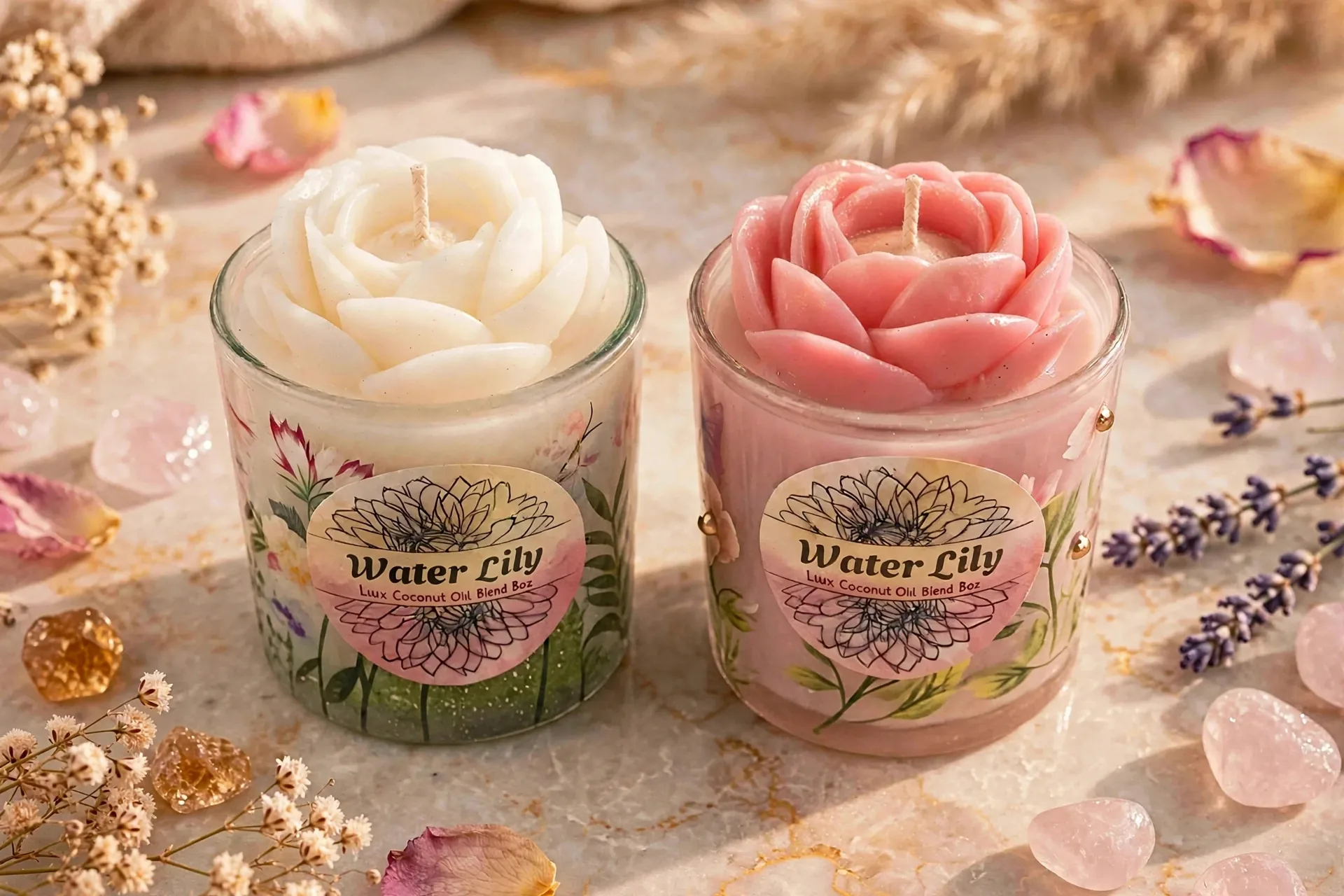 Water Lily Candle — close-up detail