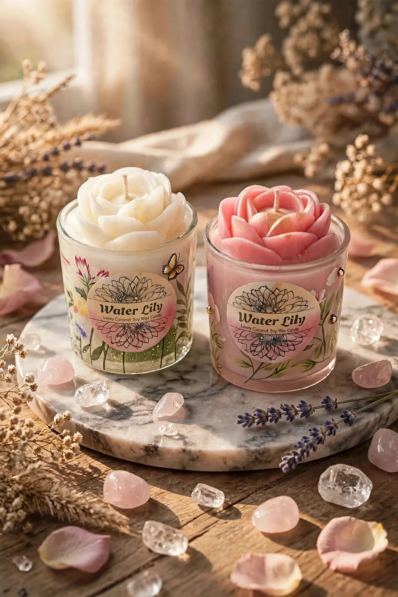 Water Lily Candle — styled home decor scene