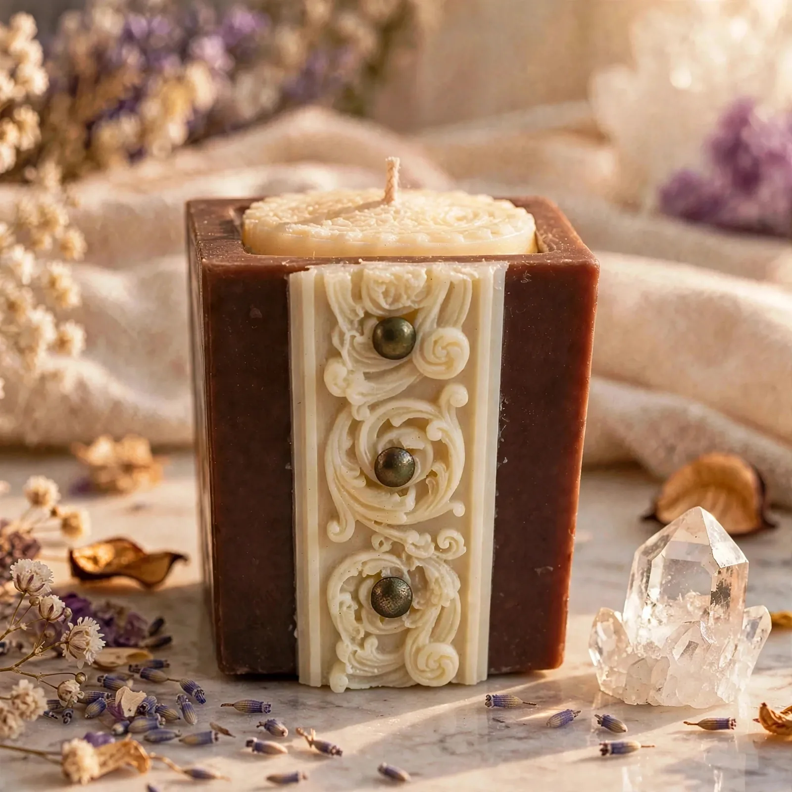 Handmade Limoncello Pillar Candle — close-up detail