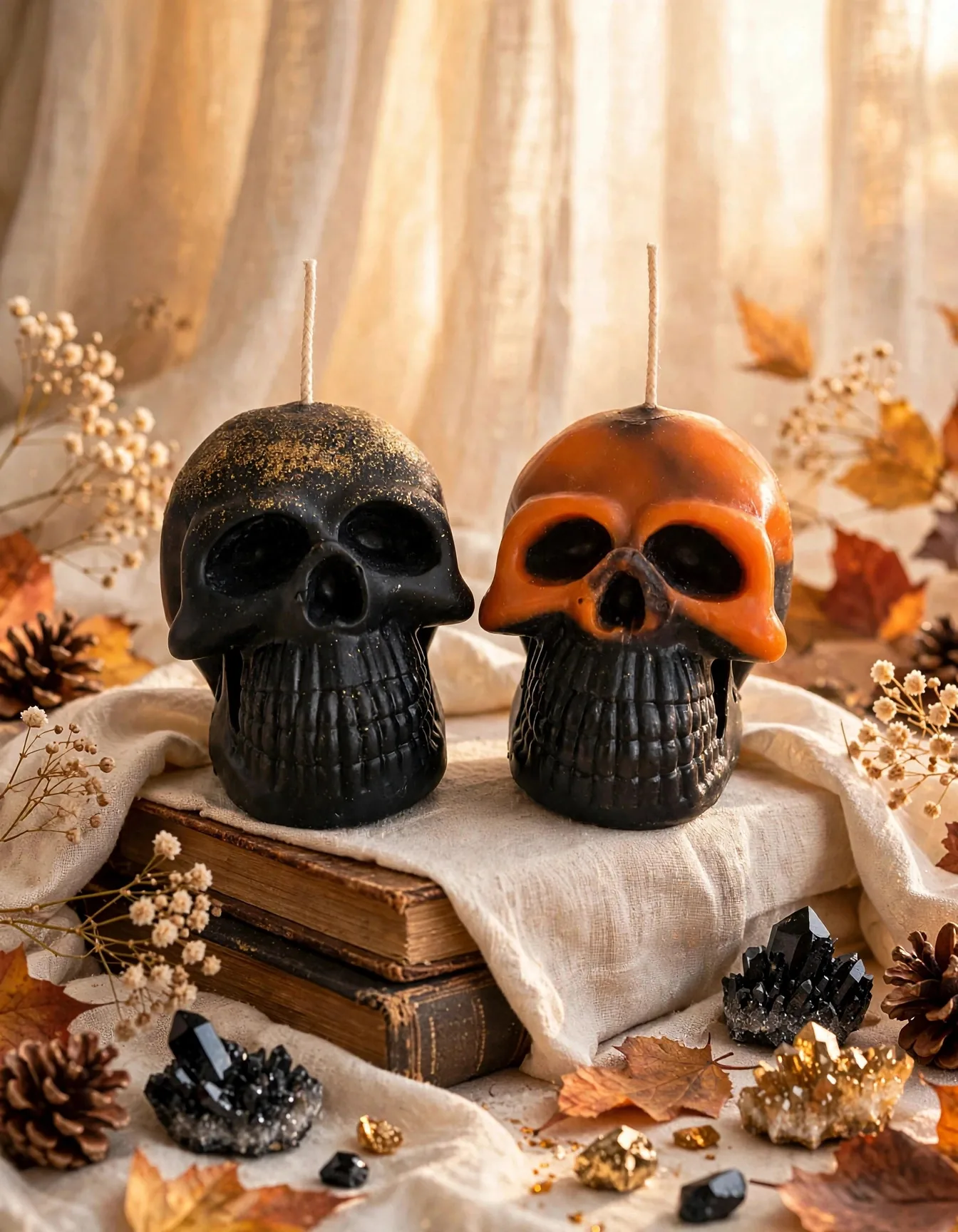 Skull Candle — styled home decor scene