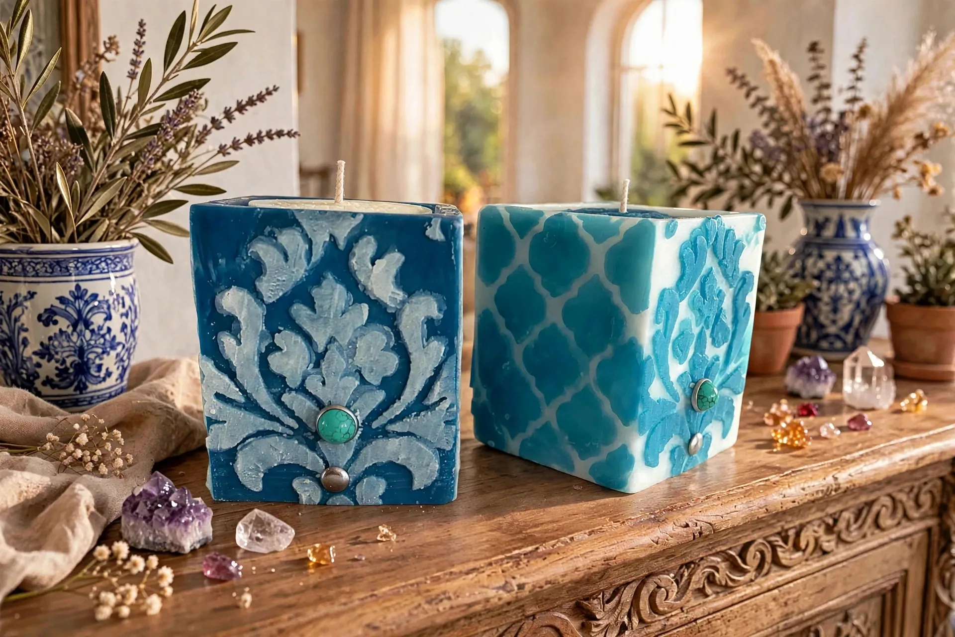 Cocosol Soy Wax Pillar Candle — lifestyle photo